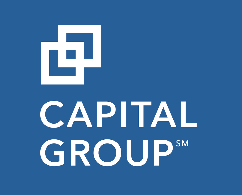 Logo of Capital Group with blue background and white interconnected square design above the words 'CAPITAL GROUP' in uppercase letters.