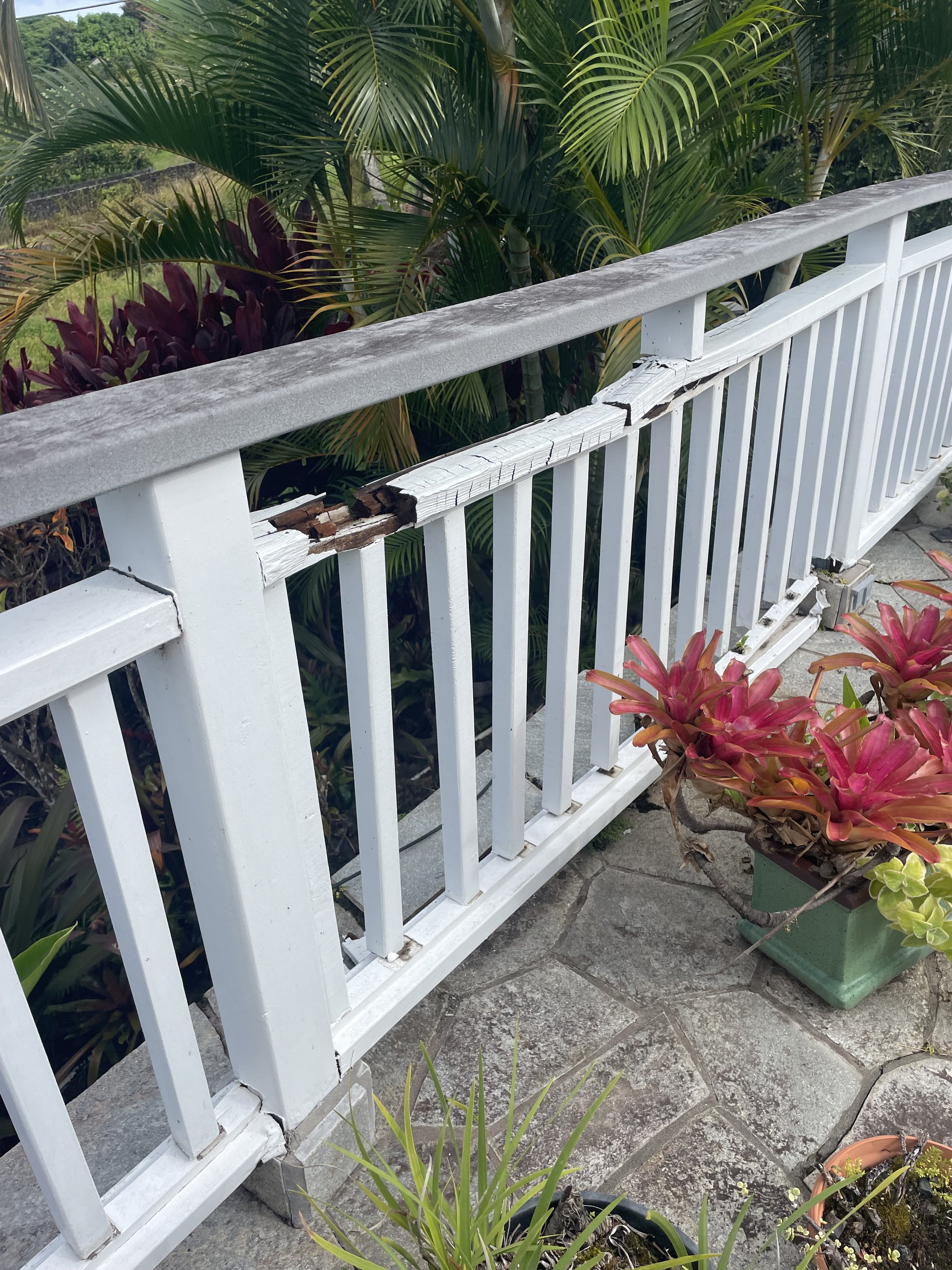 Rotten ugly railing. 