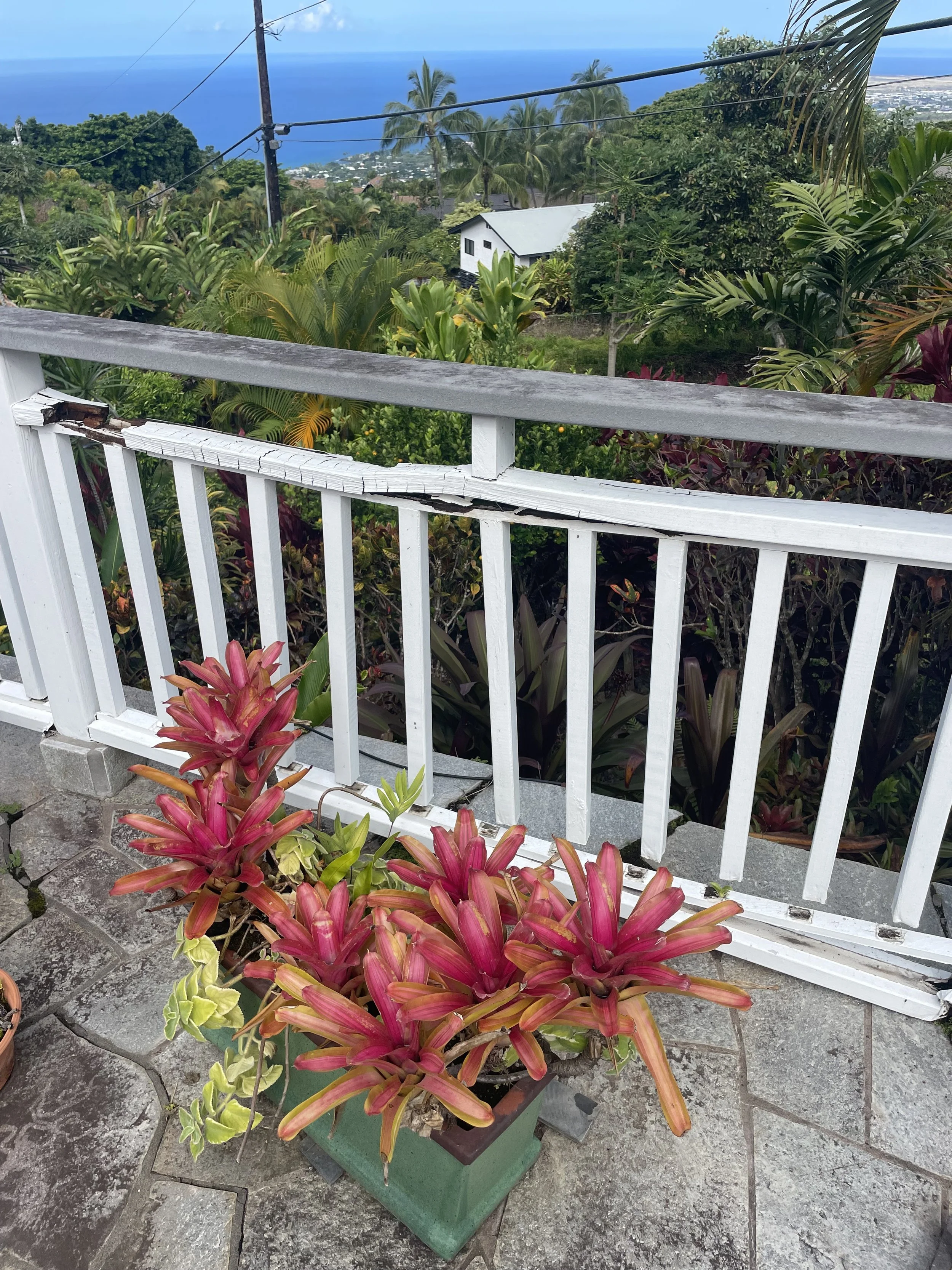 Rotten falling railing. 