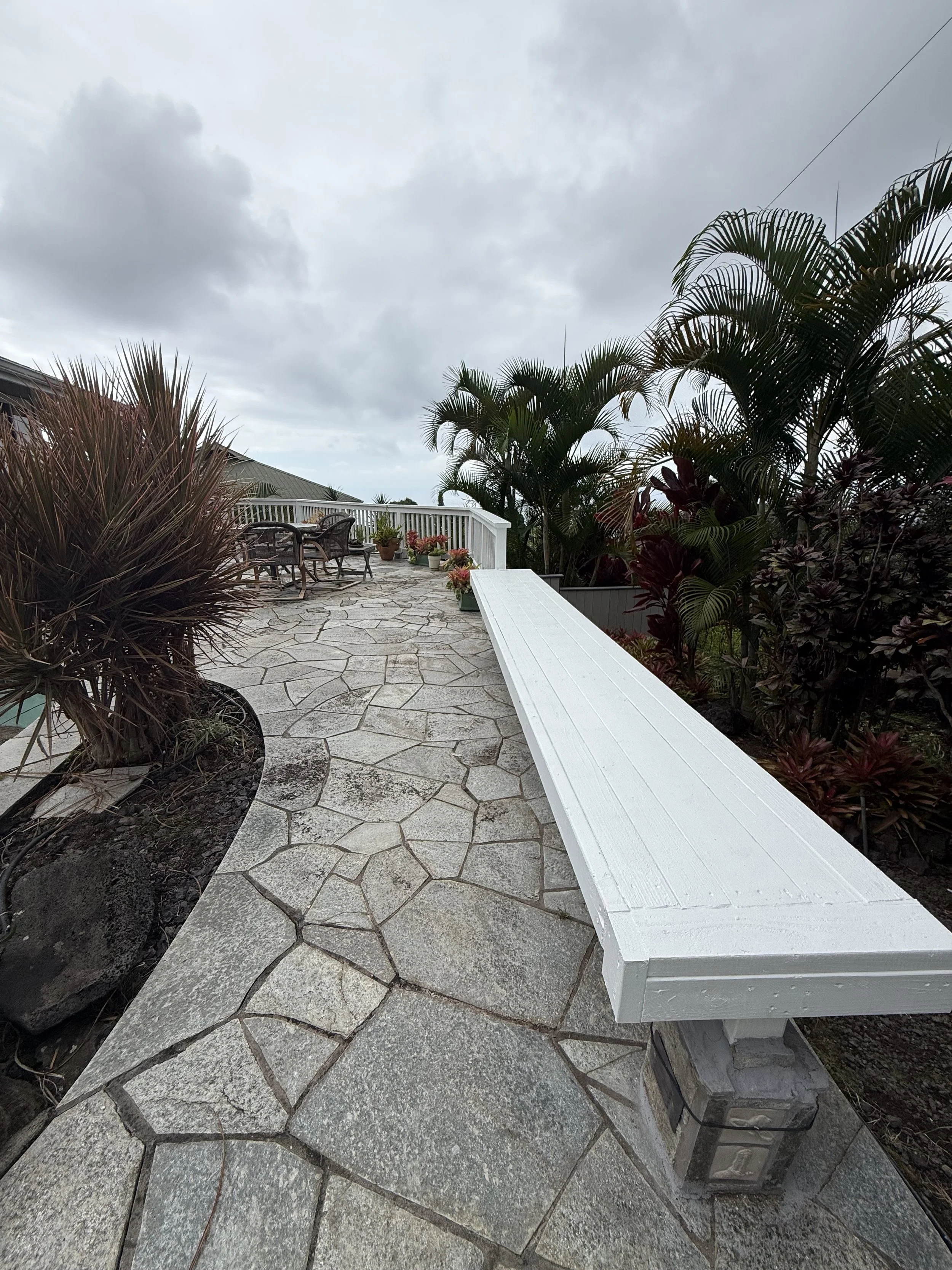 Newly built and painted bench. 