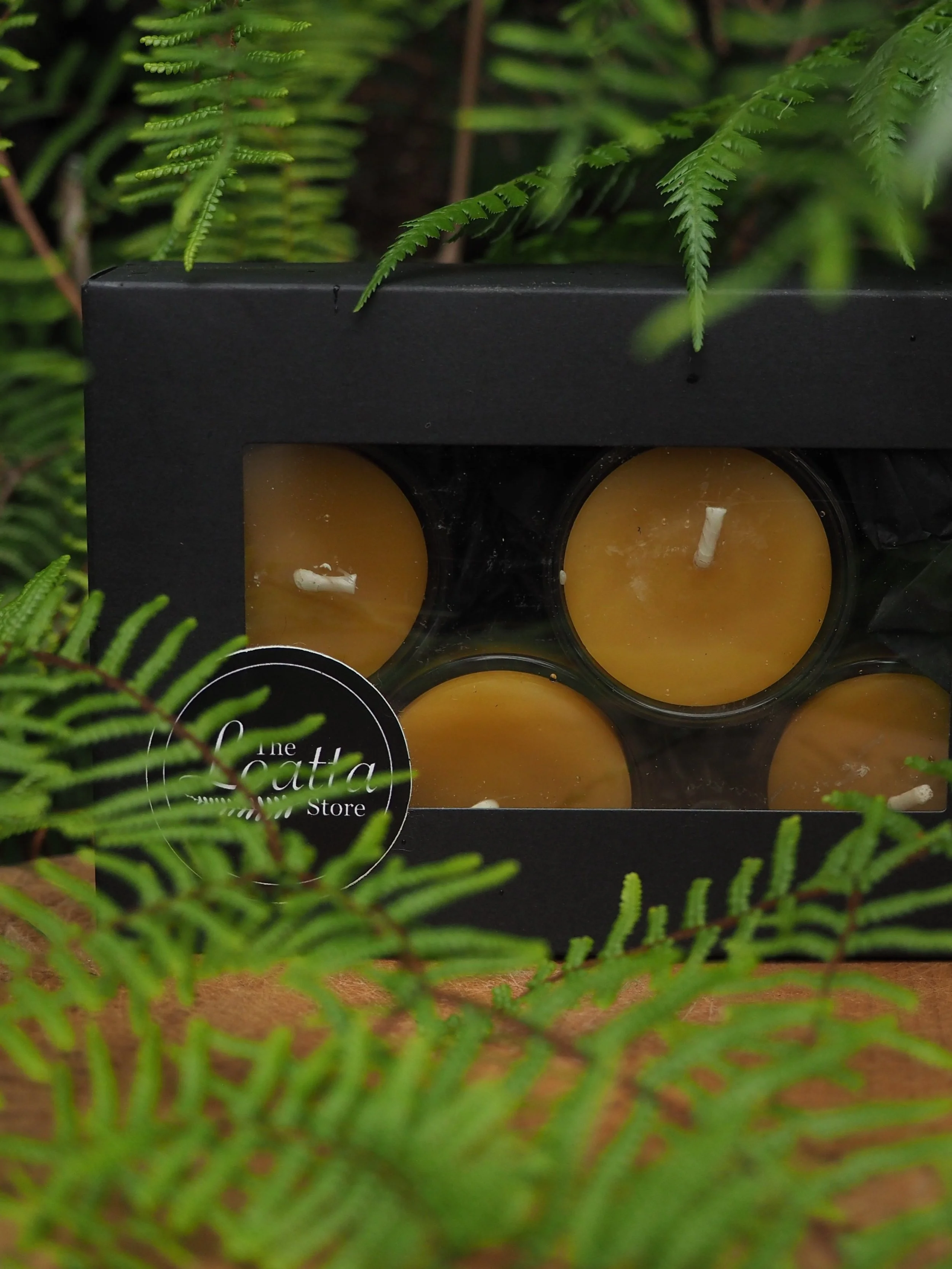 Tasmanian Leatherwood Beeswax Glass Tealight Candles (4 pack)