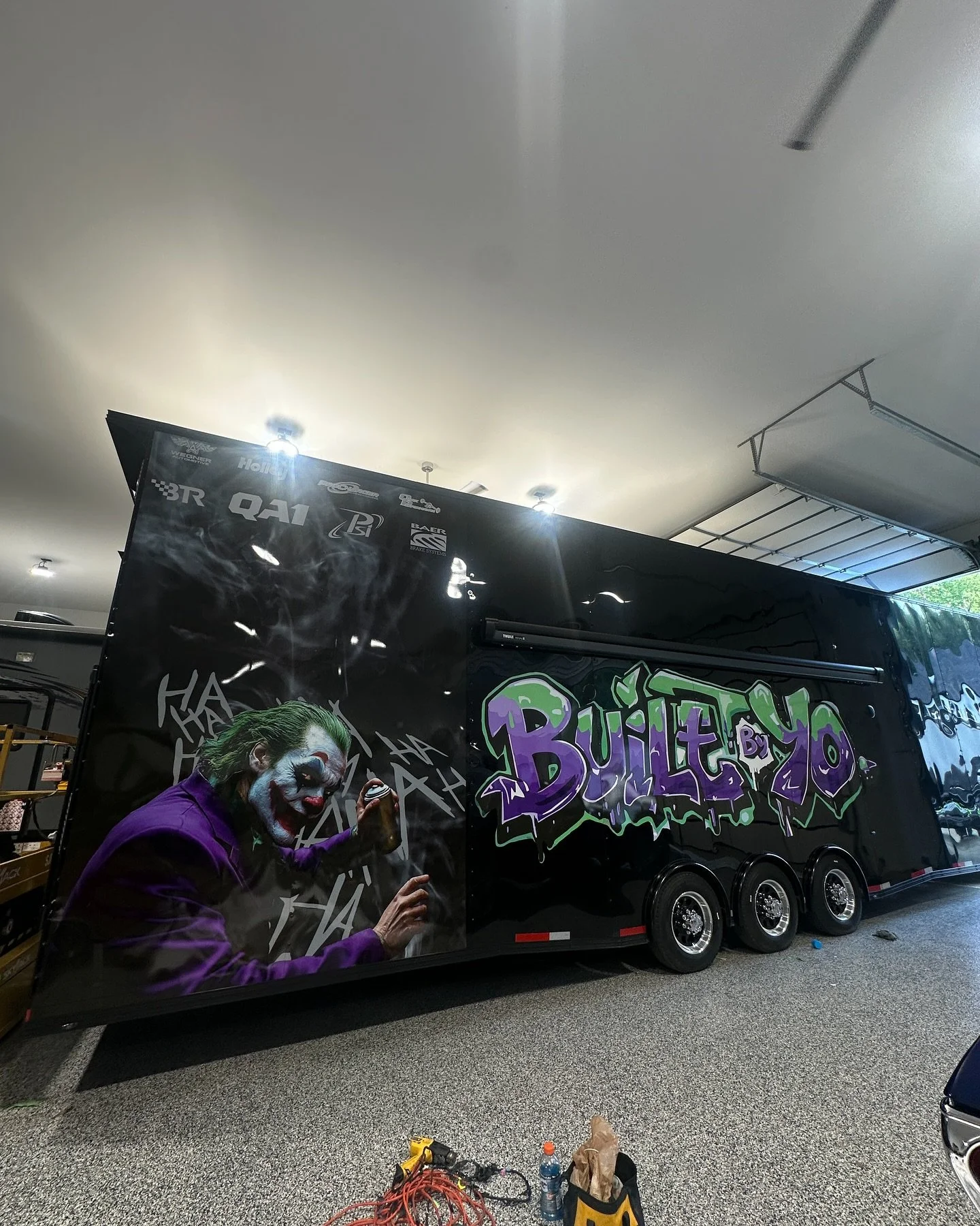 MASSIVE‼️ Beautiful 4 Car Hauler full design, print, &amp; install, all in house at OG WRAPS. Done for the crew over at @builtbyyo ‼️🔥 Time crunch to surpise Mario &amp; I made it happen 🦾 appreciate you guys again @builtbyyo ready for the car show
