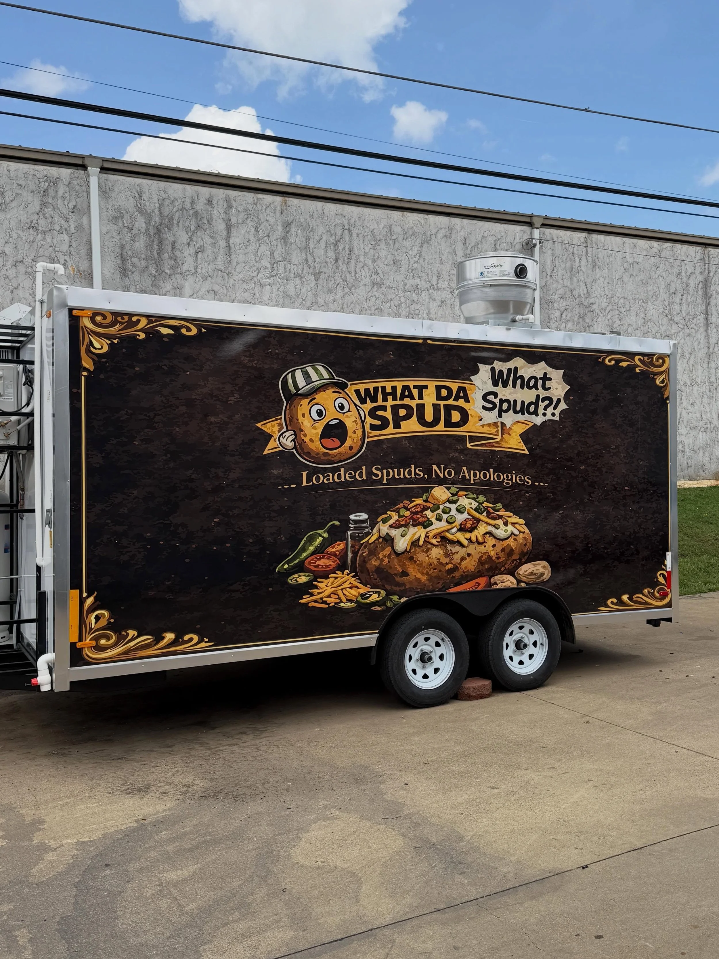 What Da Spud 🥔⁉️
Loaded Potatoes located right here in Birmingham 🔥🔥
FULL REDESIGN, VINYL PRINT, &amp; INSTALL IN-HOUSE ‼️🔥
1401 3rd ave west, Birmingham, Al 🥔
Every Wednesday and Thursday 12:00pm-5:30pm 
.
.
Theoriginalwraps.com
Website in bio 