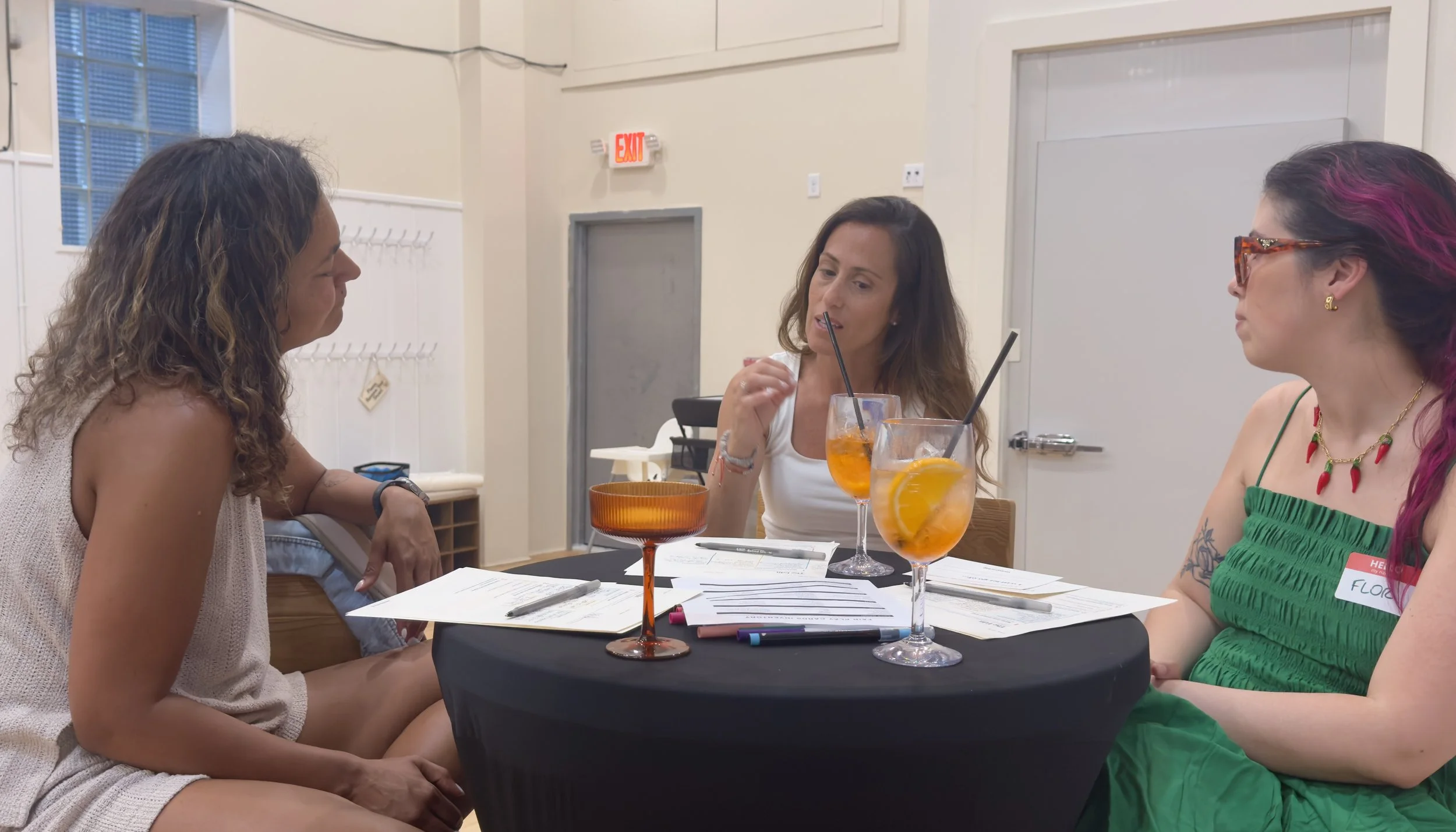 A group of working moms connecting during a Momtoring event in Hoboken, NJ.