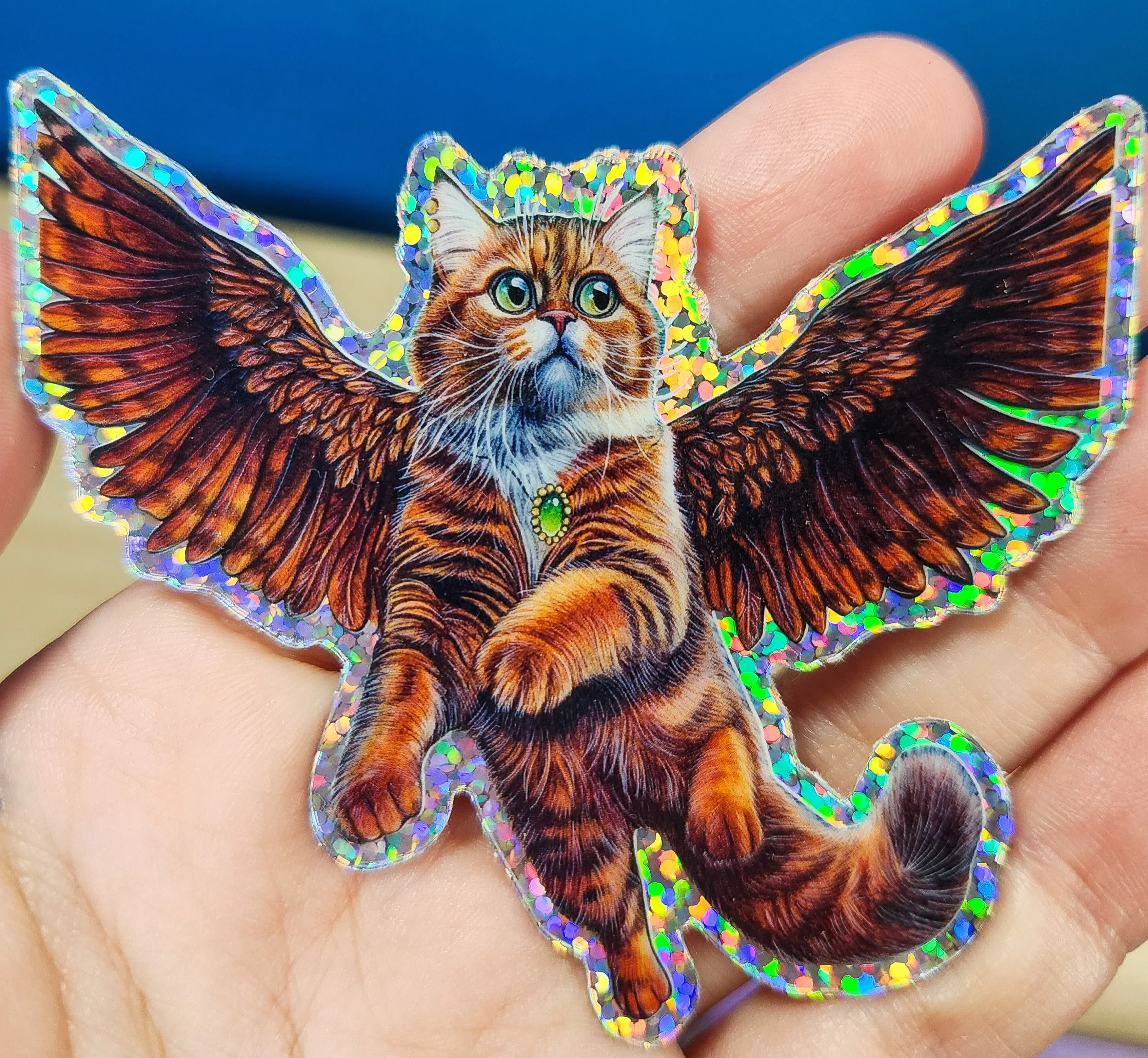 "Flying Kitty" Glitter Sticker