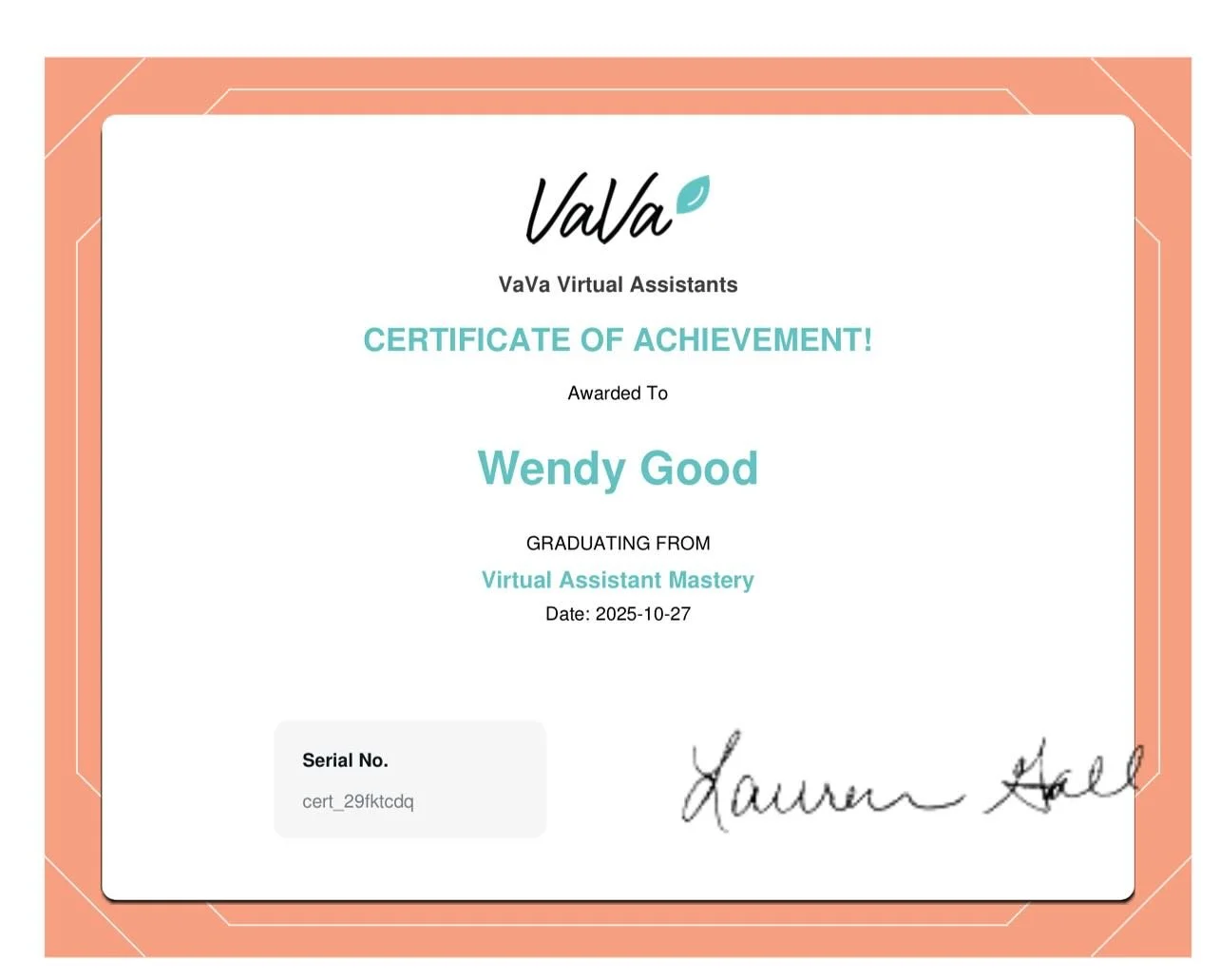 Another ✅ on my resume! 

🙏 I&rsquo;m a Certified Virtual Assistant! 

Thank you @vavavirtual for a great program to sharpen my old school executive assistant skills. 

💥I&rsquo;m blow away at the expectations with AA or EA in today&rsquo;s virtual
