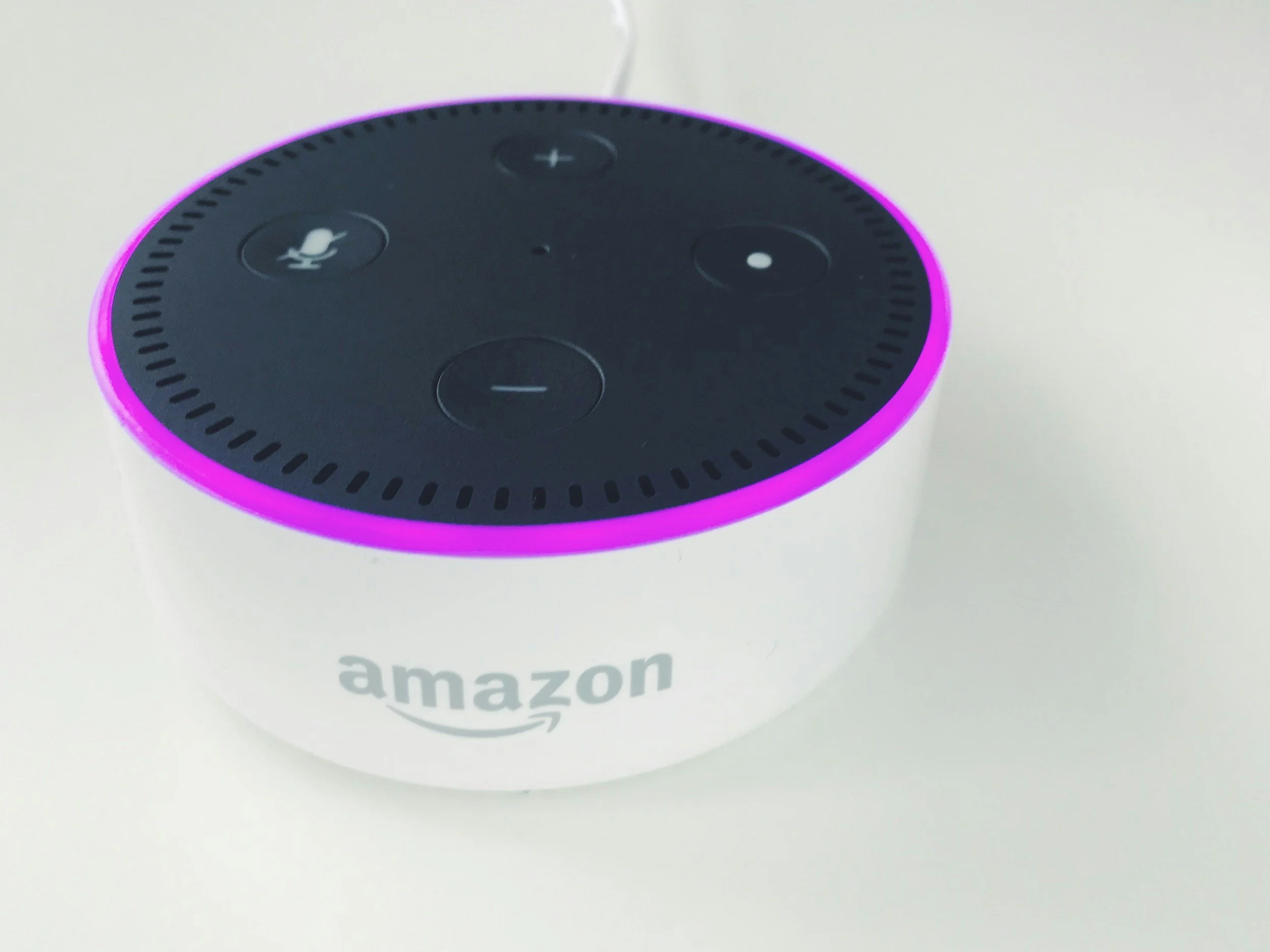 Amazon Alexa lite up with a message