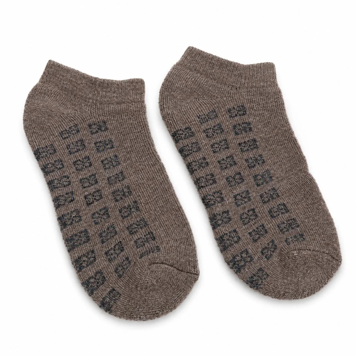 Classic brown ankle alpaca socks with a subtle dark geometric pattern..jpg