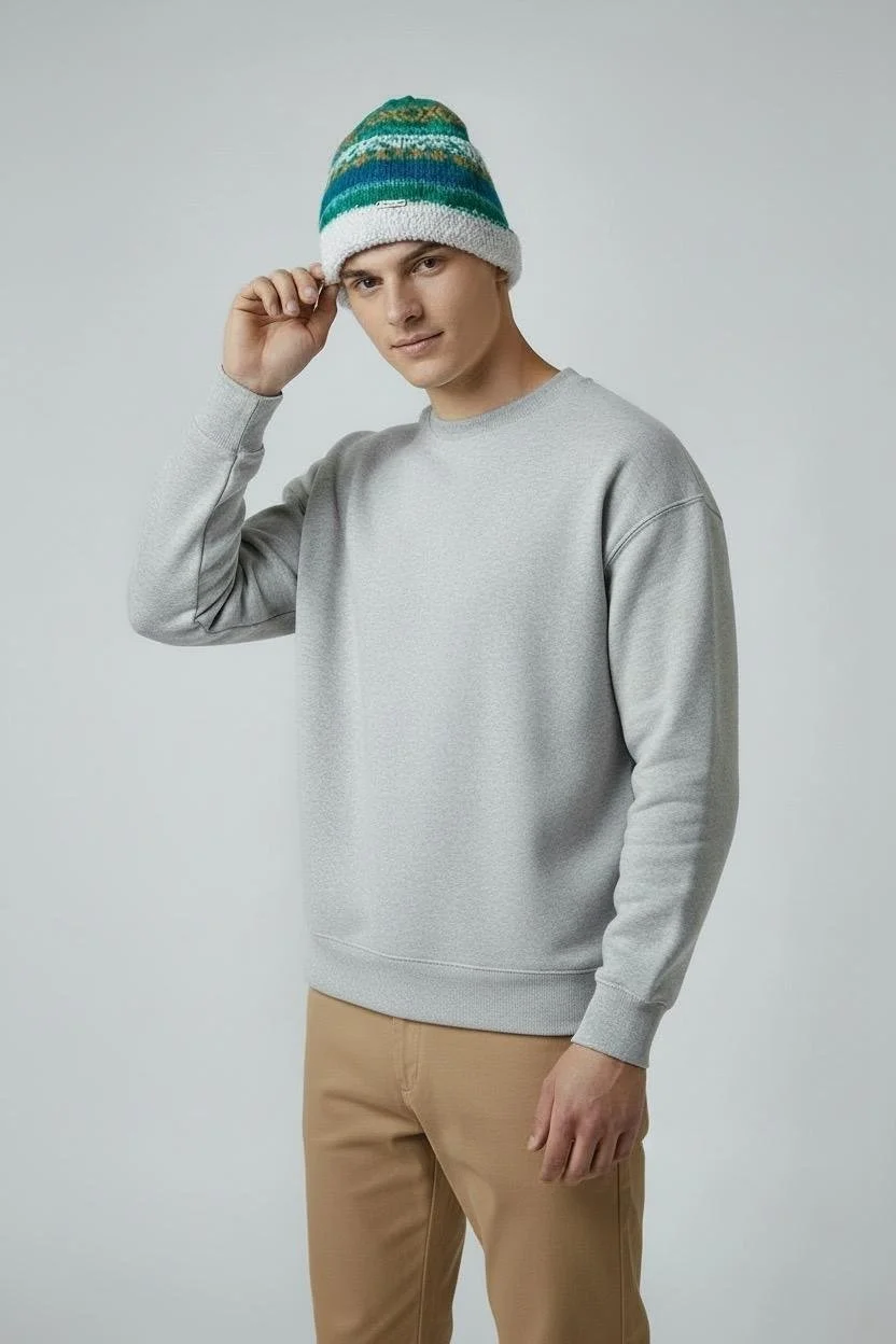 Green baby alpaca hat reversible warm soft natural .jpg