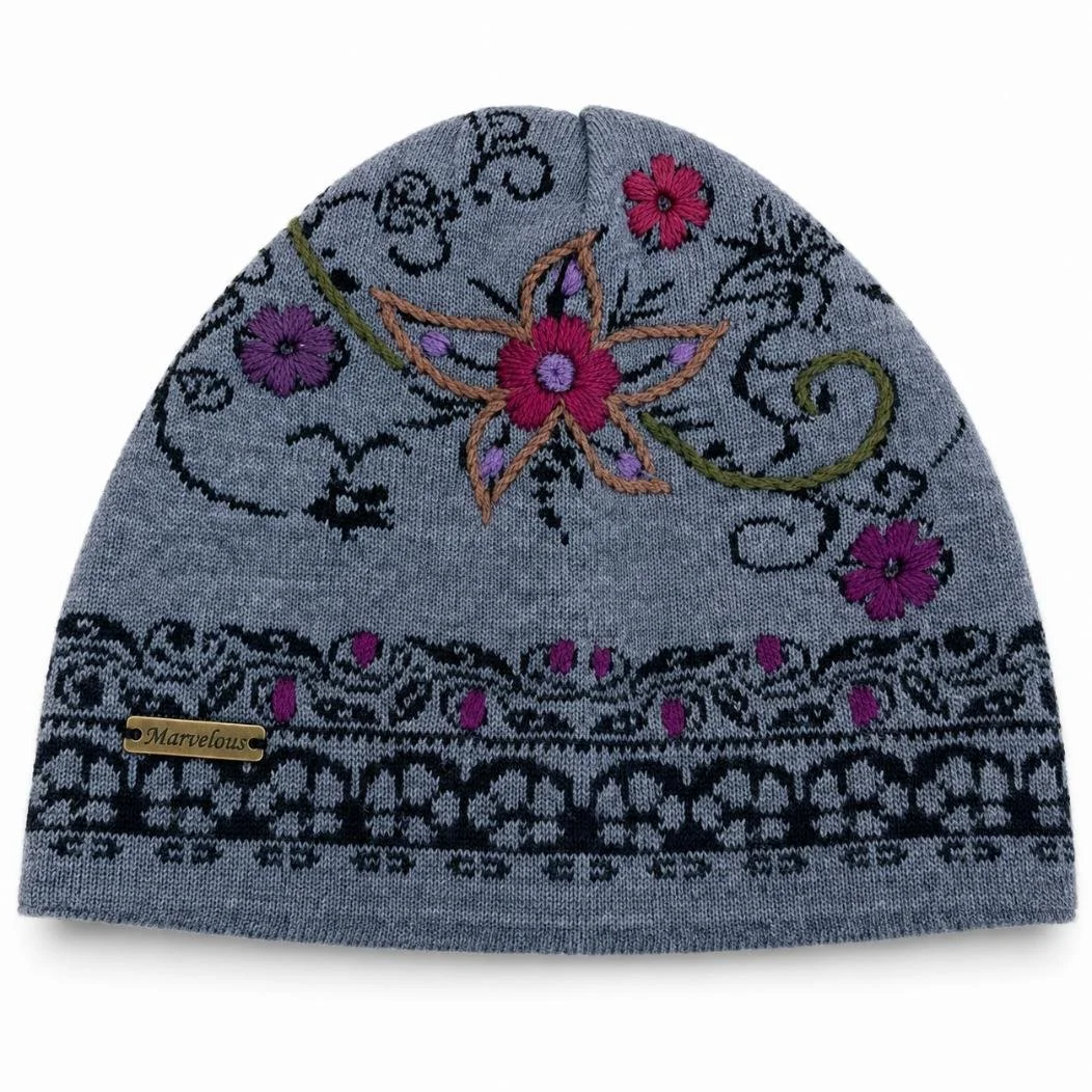 Hand-Embroidered Alpaca Beanie