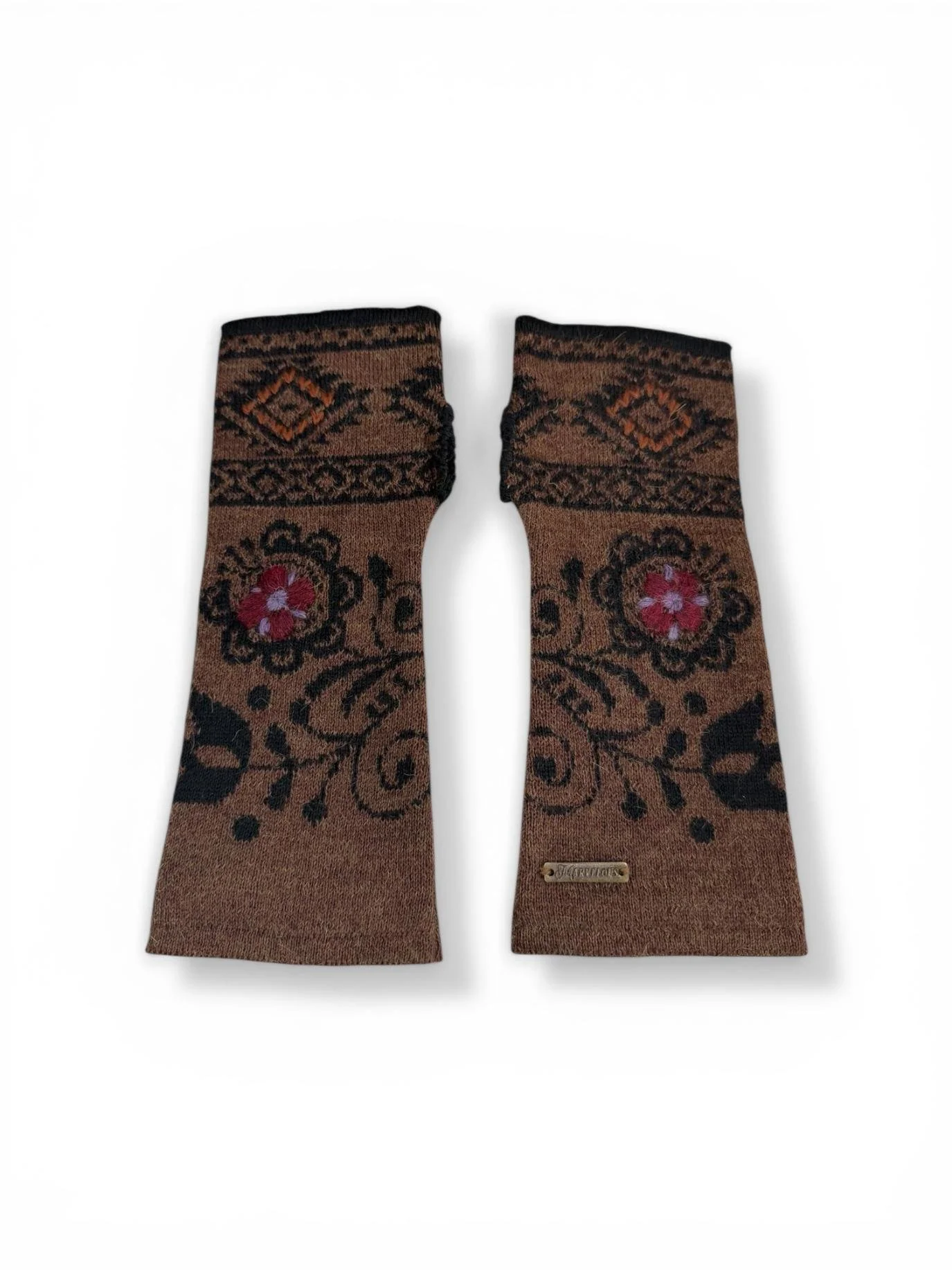 Brown fingerless gloves alpaca fiber natural elegant.jpg