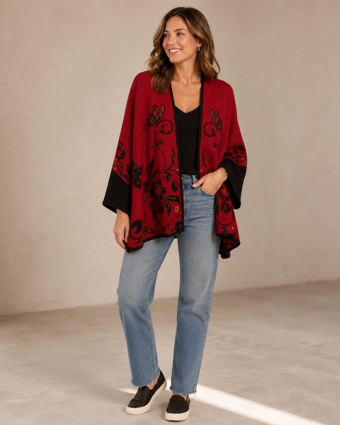 Red cardigan butterfly cardigan alpaca .PNG