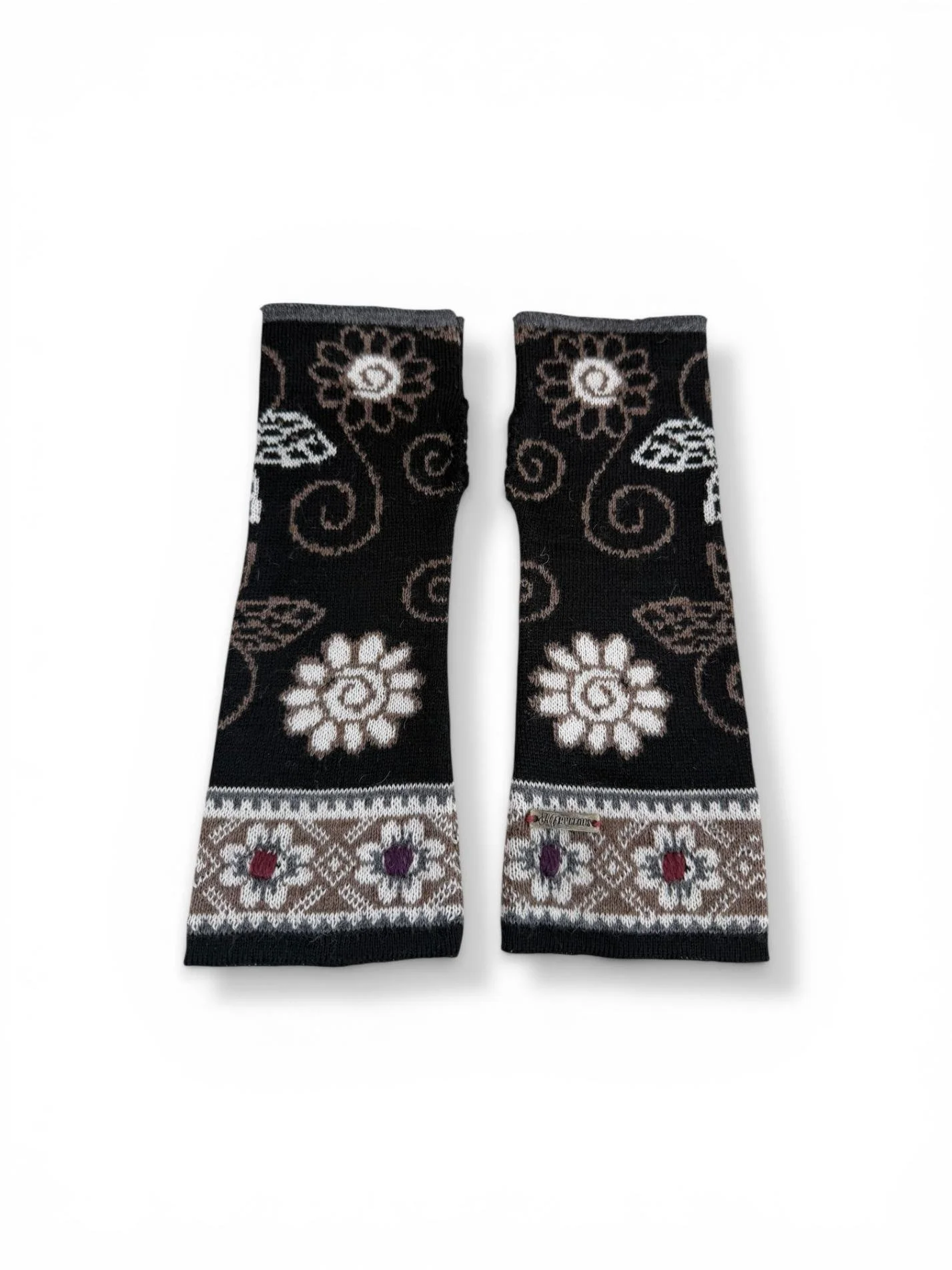 Black floral fingerless gloves alpaca fiber .jpg