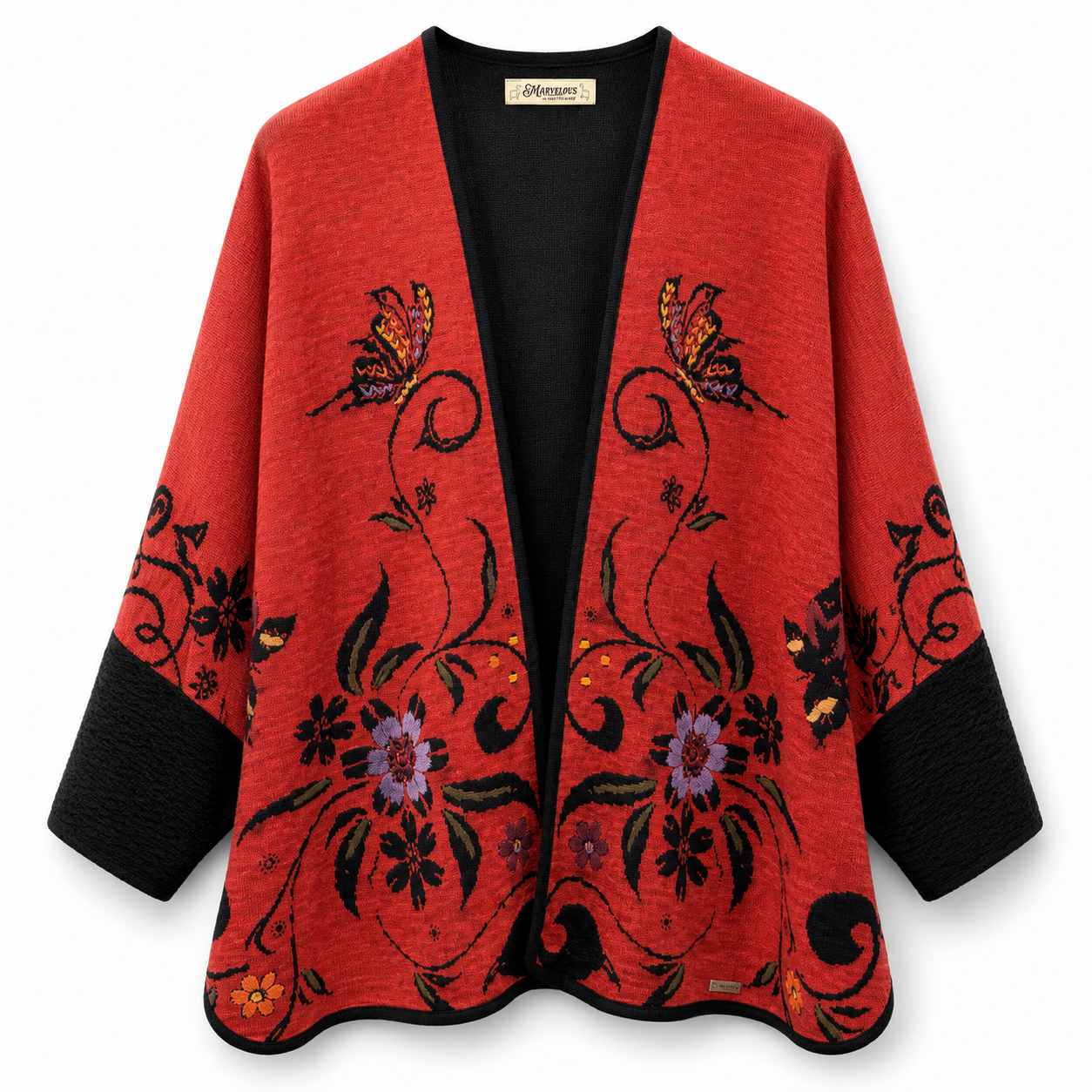 Orange embroidered alpaca cardigan clothing .PNG