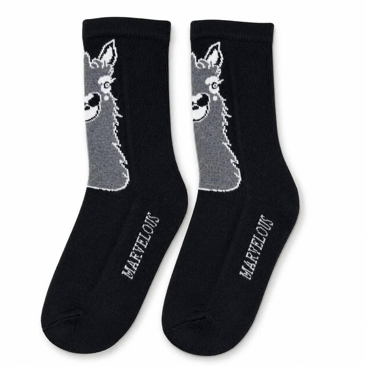 Black alpaca socks with woven gray llama design.jpg