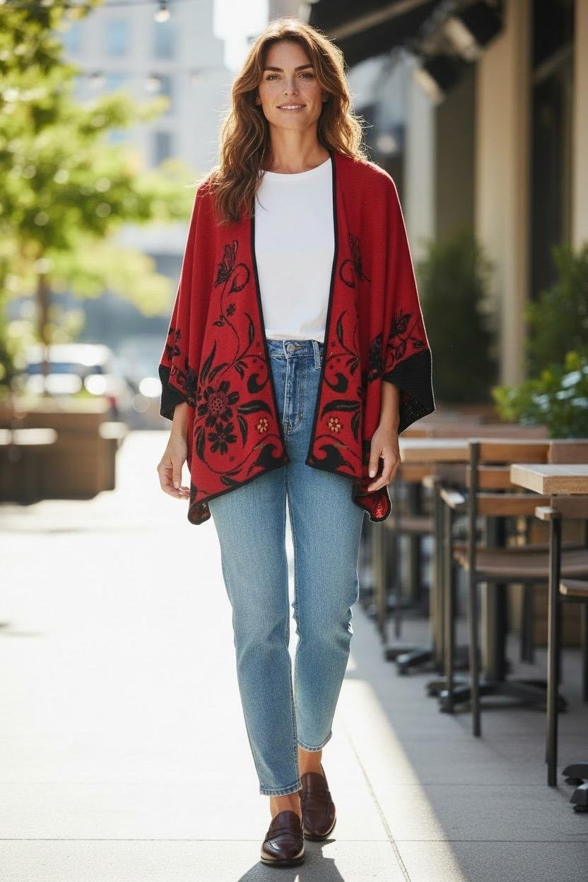 Red alpaca cardigan soft professional elegant .jpg