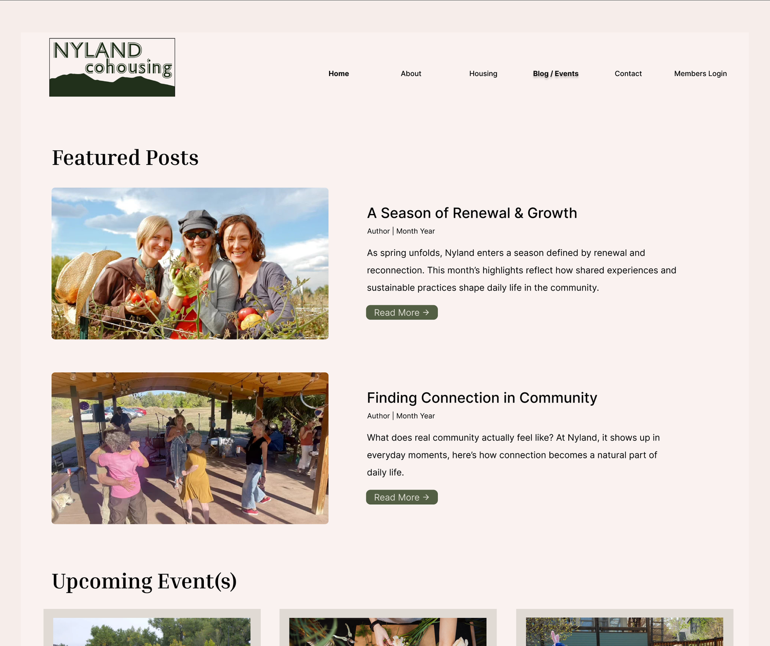 Team Blog and Events prototype