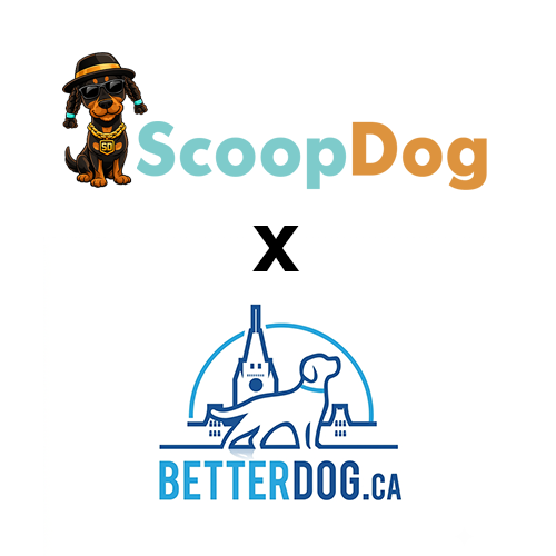 ScoopDog and BetterDog.ca logos, with a cartoon dog wearing sunglasses and a hat, and another dog, on a white background.
