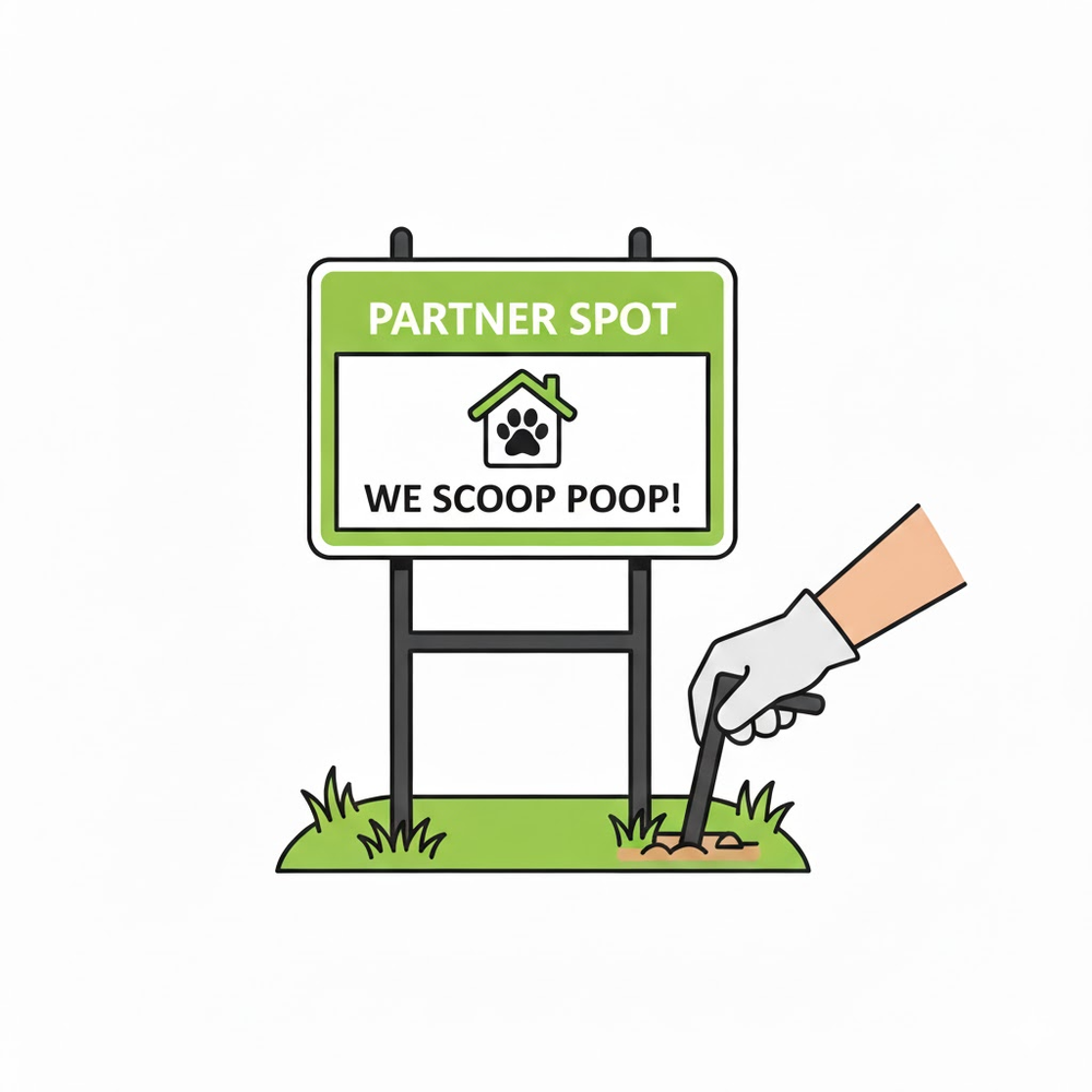 Scoop Dog partner yard sign placed outside a local Ottawa business