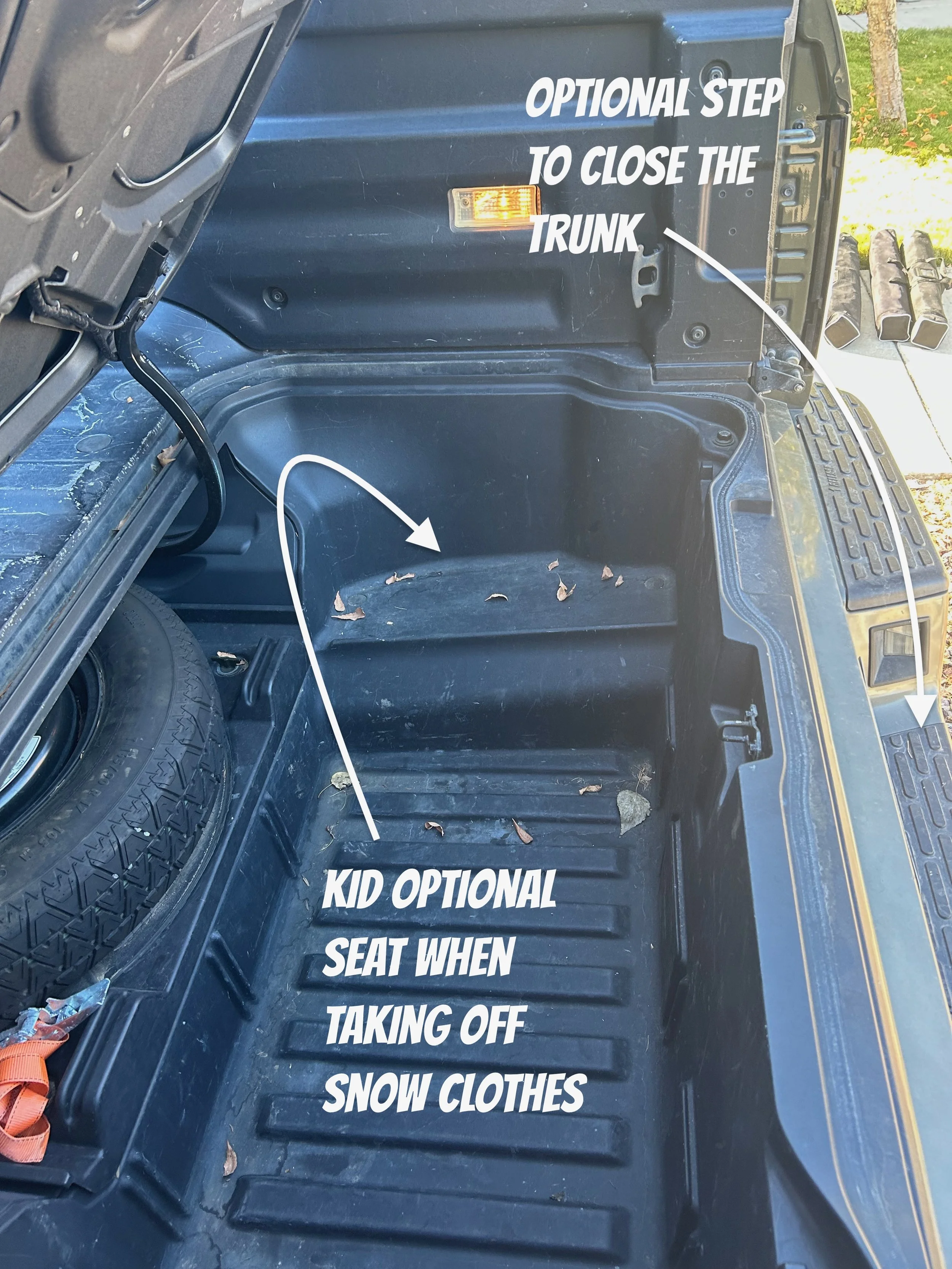 20116 Honda Ridgeline slick option for snow sports and kids.