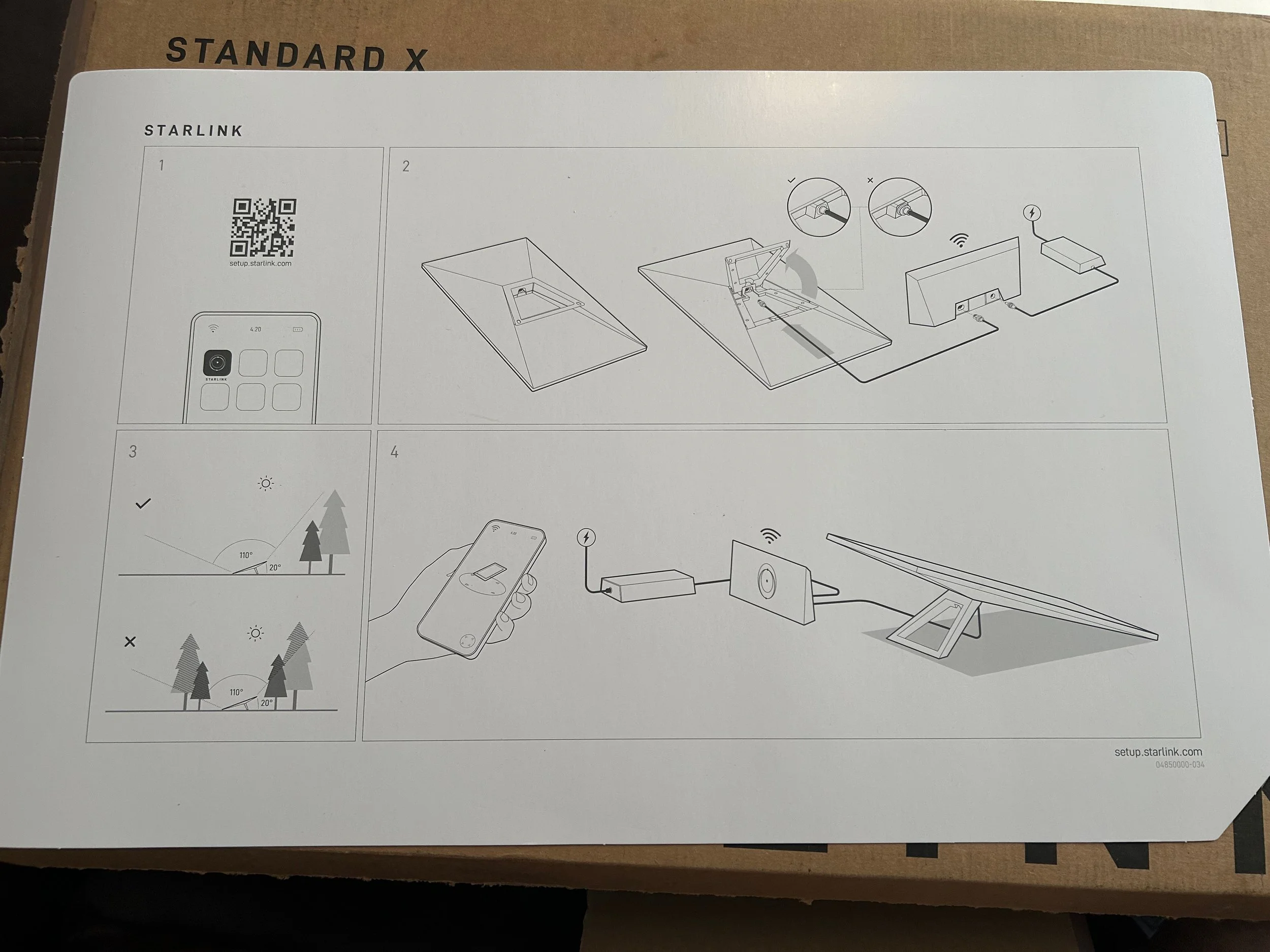 This is a picture of the sheet that starlink gives you to setup the internet.