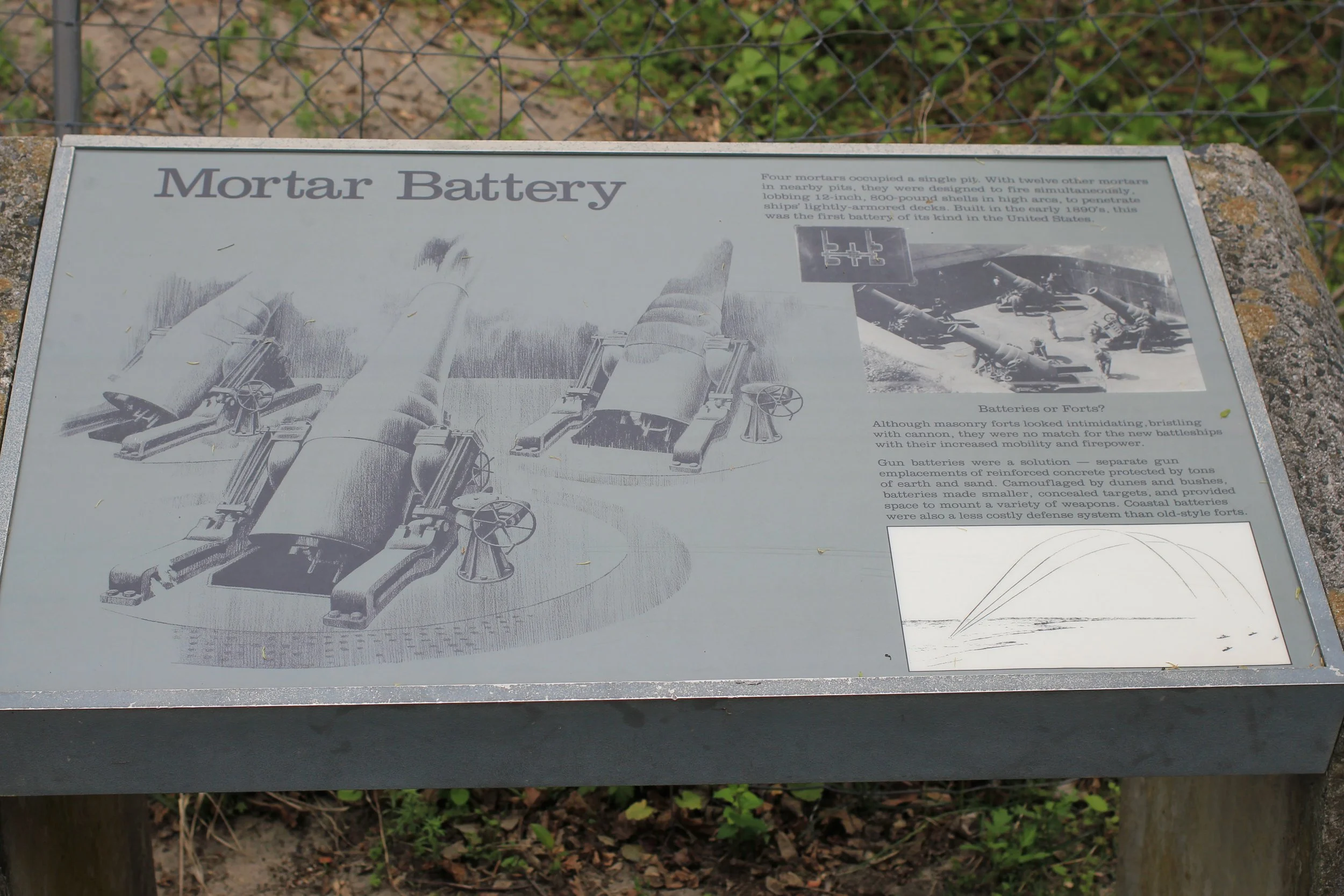 The sign describing the mortar battery.  You might have to right click it to make it bigger.