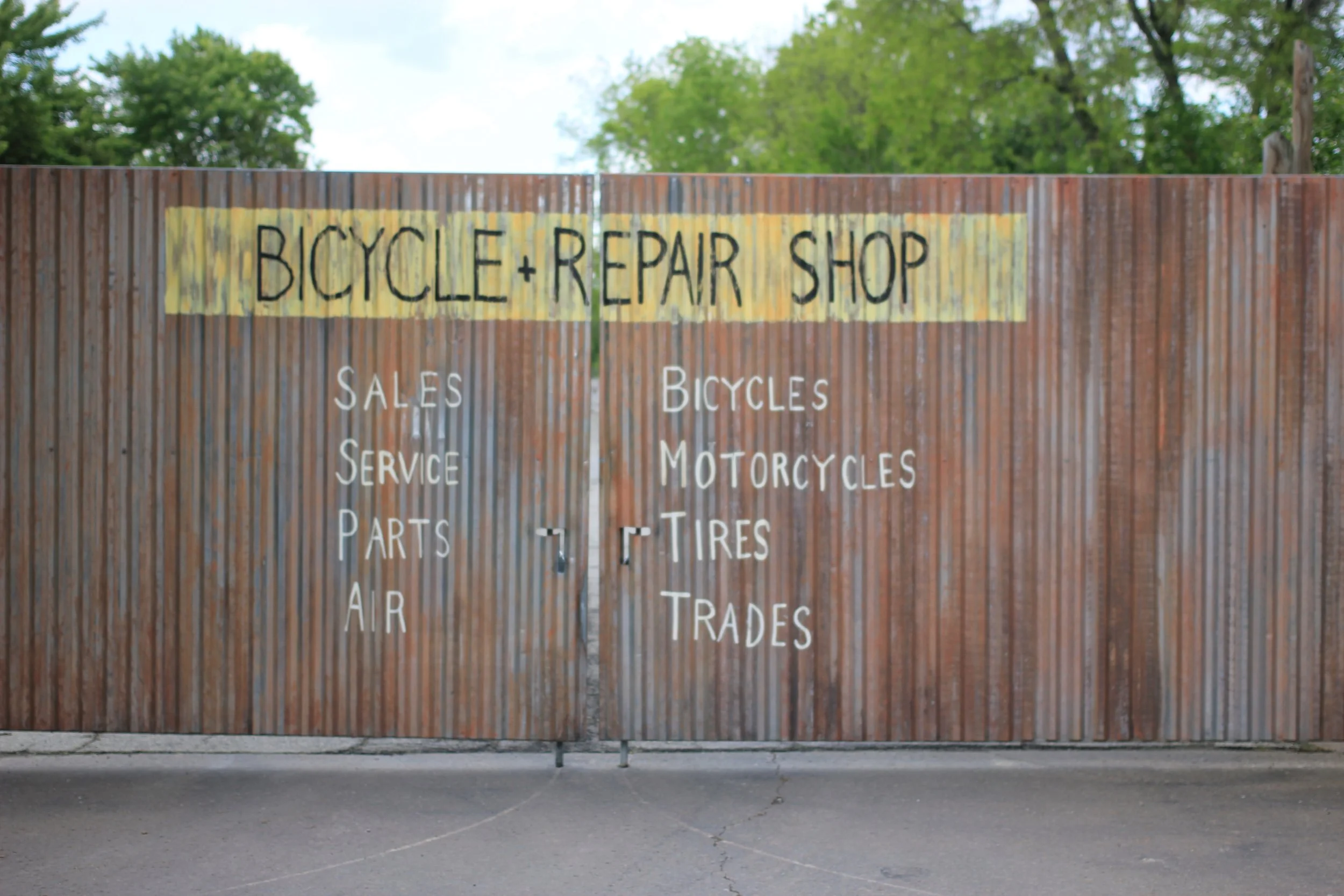 This is a pic of a bike shop repair in the heart of africa at the columbus zoo