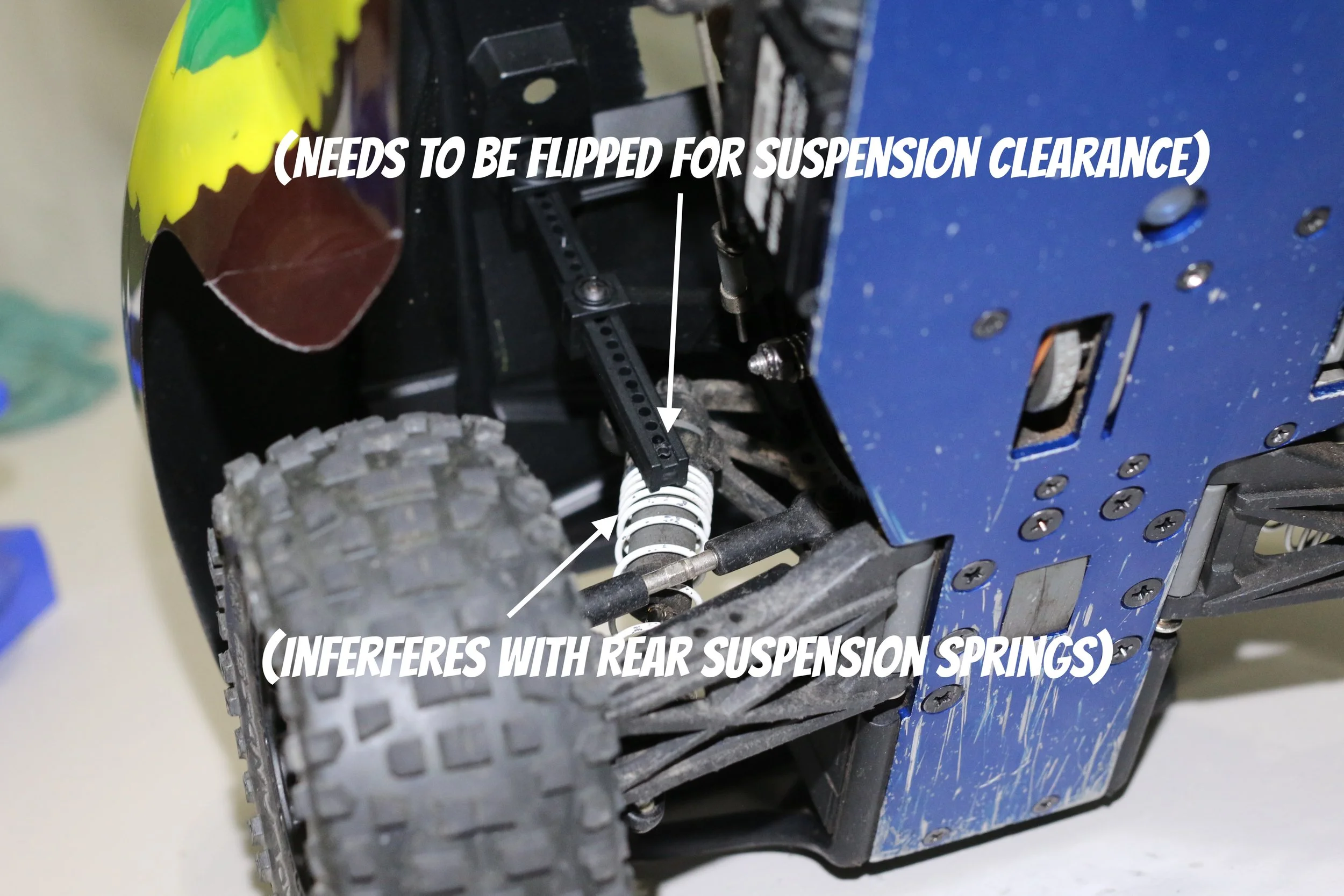 Proline body kit on Traxxas you can see that it is interferes with suspension