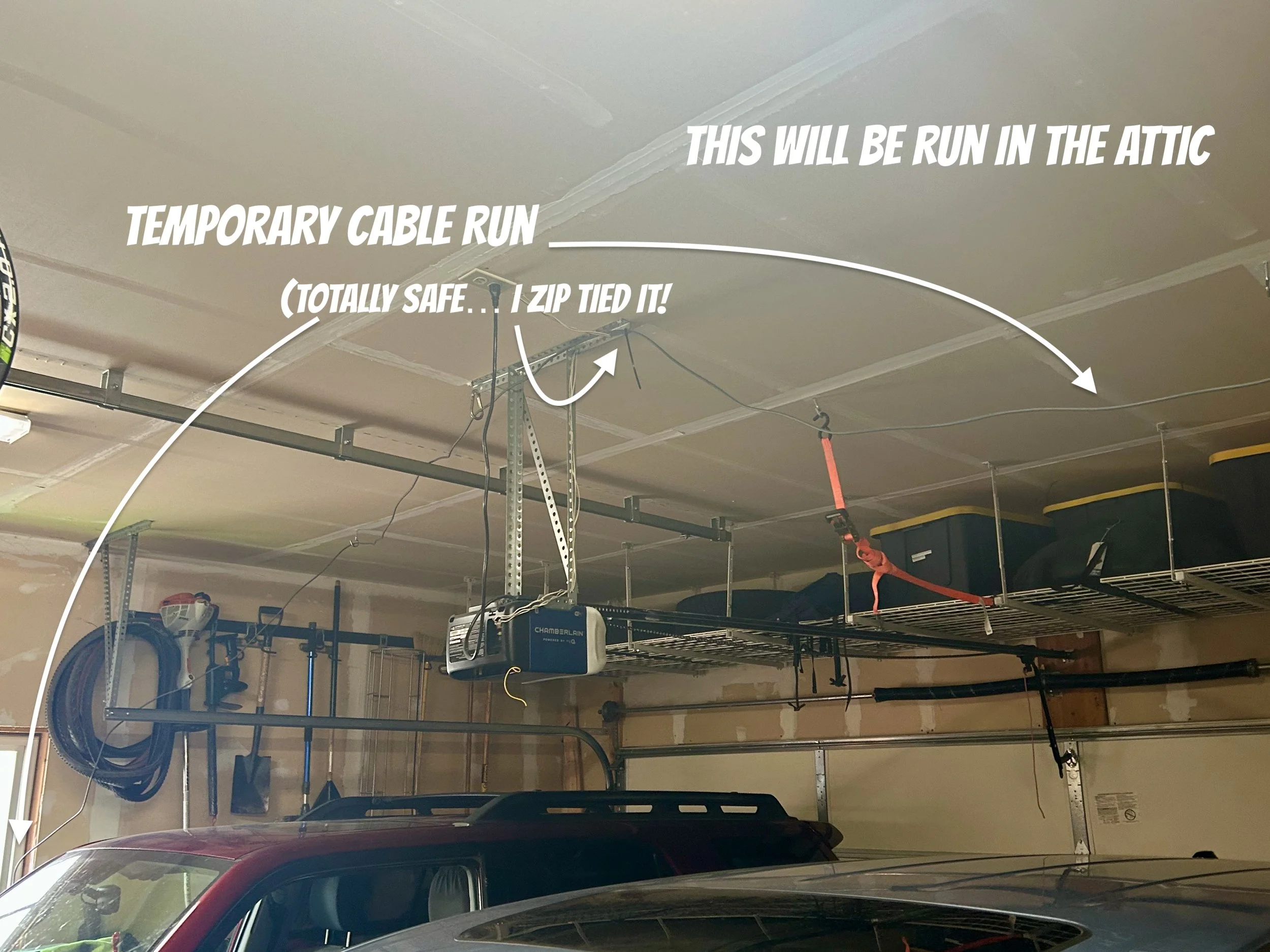 This is a temporary cable run in my garage to see if I like the starlink internet service