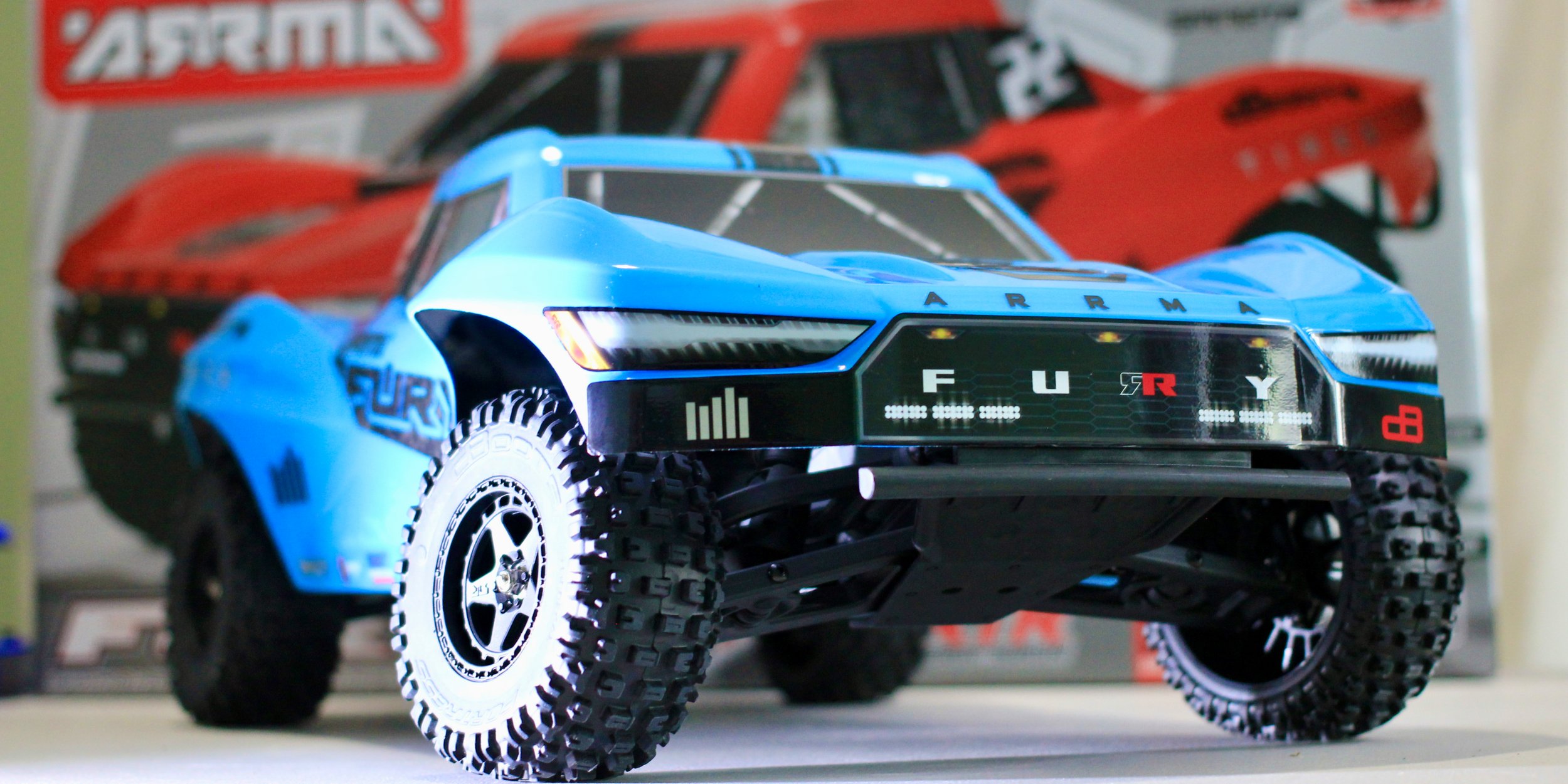 Arrma Fury blue in brushed format.