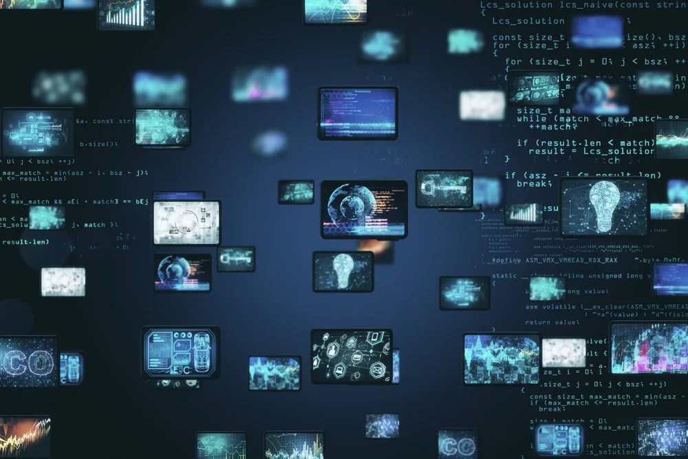 Digital screens displaying data and analytics — online reputation management and strategic campaigns for leaders and brands