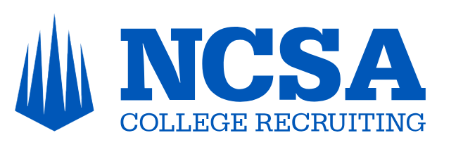 NCSA College Recruiting logo with blue text and a stylized blue emblem resembling a mountain or arrow.
