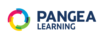 Pangea Learning logo with colorful circular graphic and bold blue text.