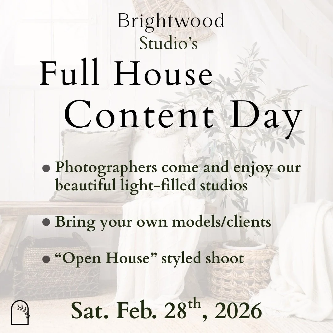 Brightwood Studio&rsquo;s Full House Content Day!
Come join us Saturday February 28th, and shoot all six studios spaces! Get a jump on your Spring content and create a season&rsquo;s worth in a single morning, afternoon, or both!
Limited number of bo