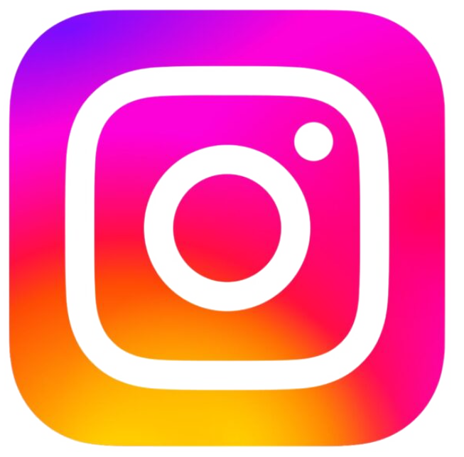 Instagram logo with a gradient background of purple, pink, orange, and yellow.