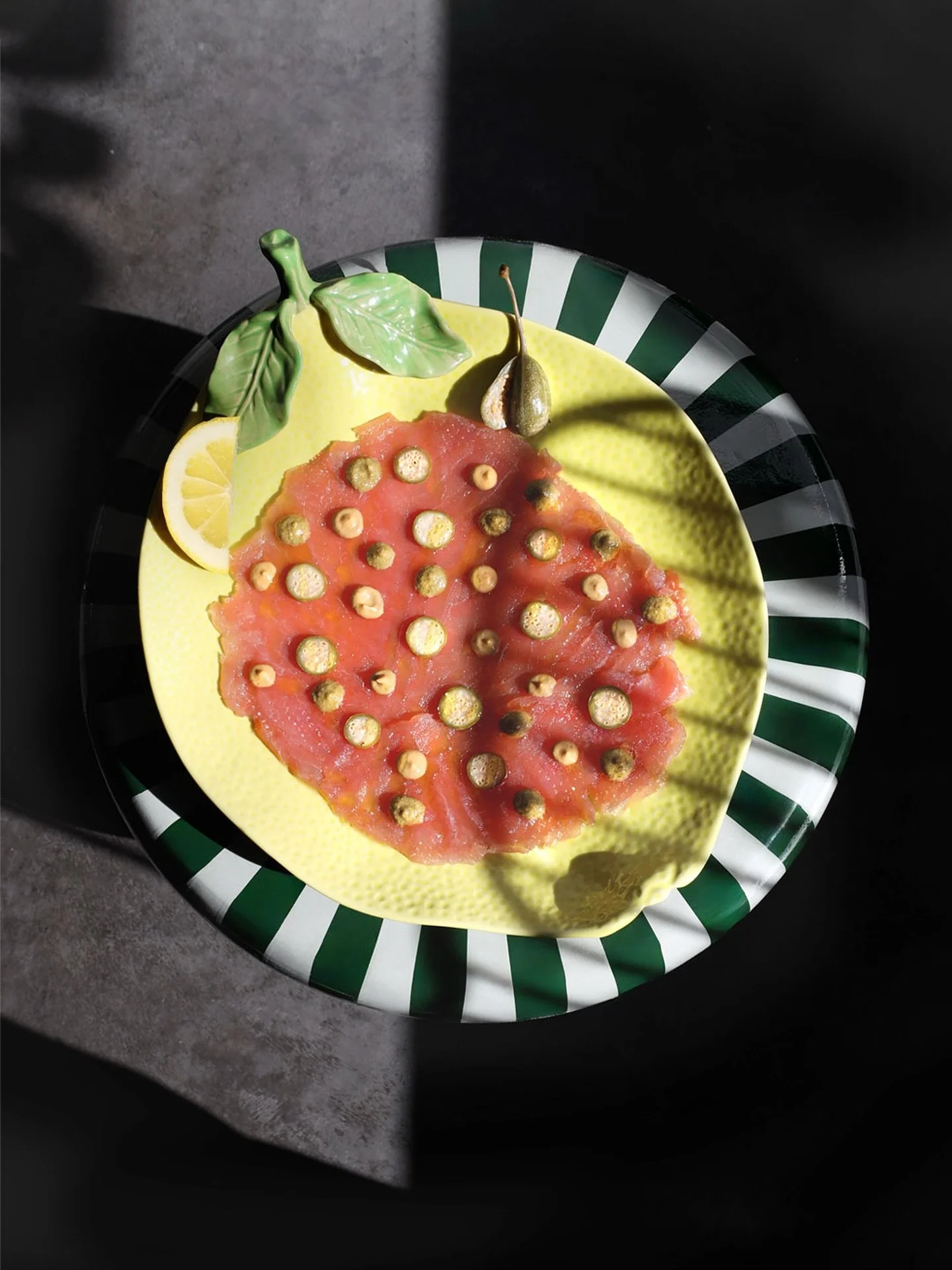 Carpaccio di Tonno – raw, creamy, bold. Tuna · Pine nut cream · Shallot–caper vinaigrette.
#BoccaVibes #saarbrückeneats