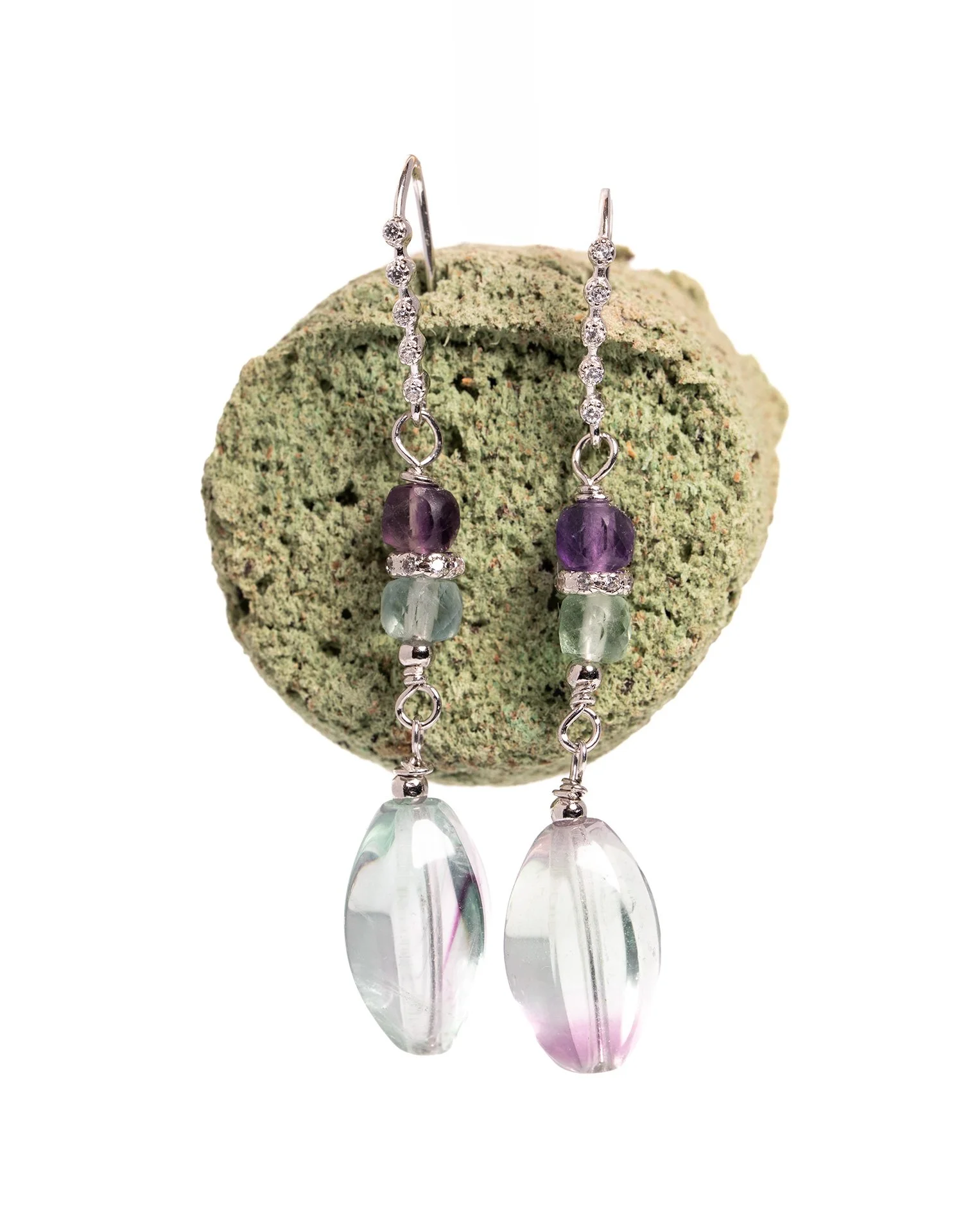 Orecchini in Fluorite Iris. Elementi i argento