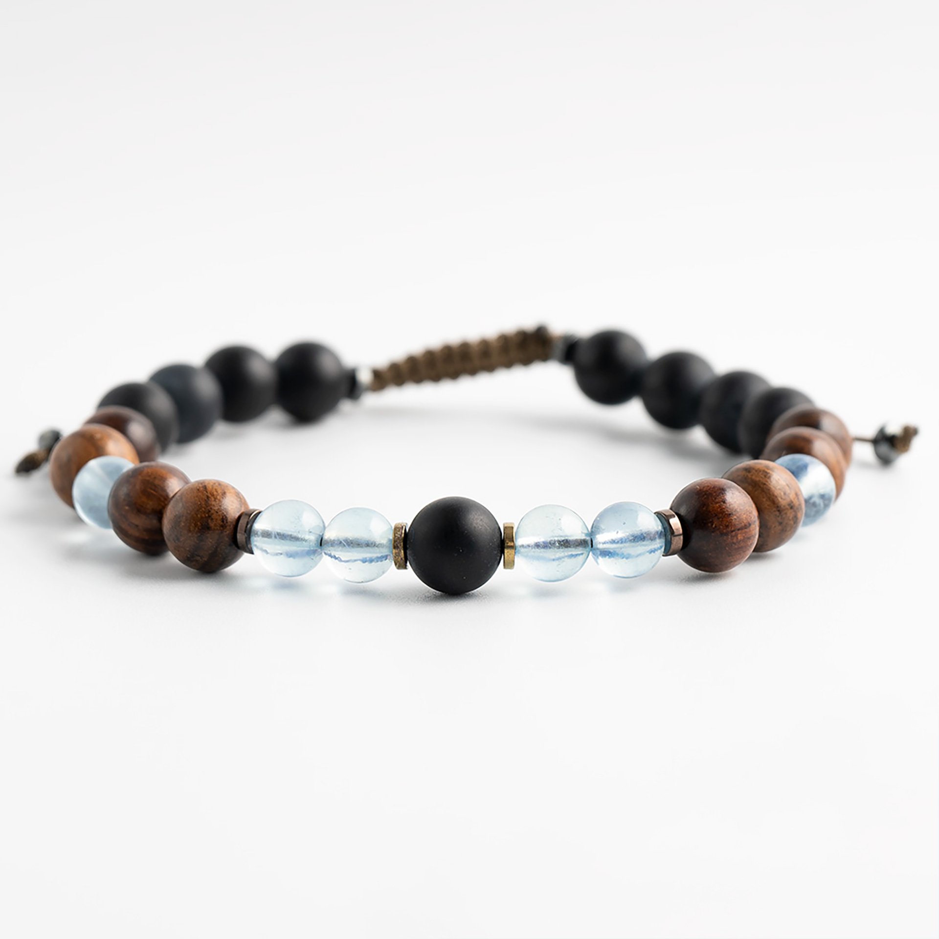 Bracciale uomo in Acquamarina Onice Legno