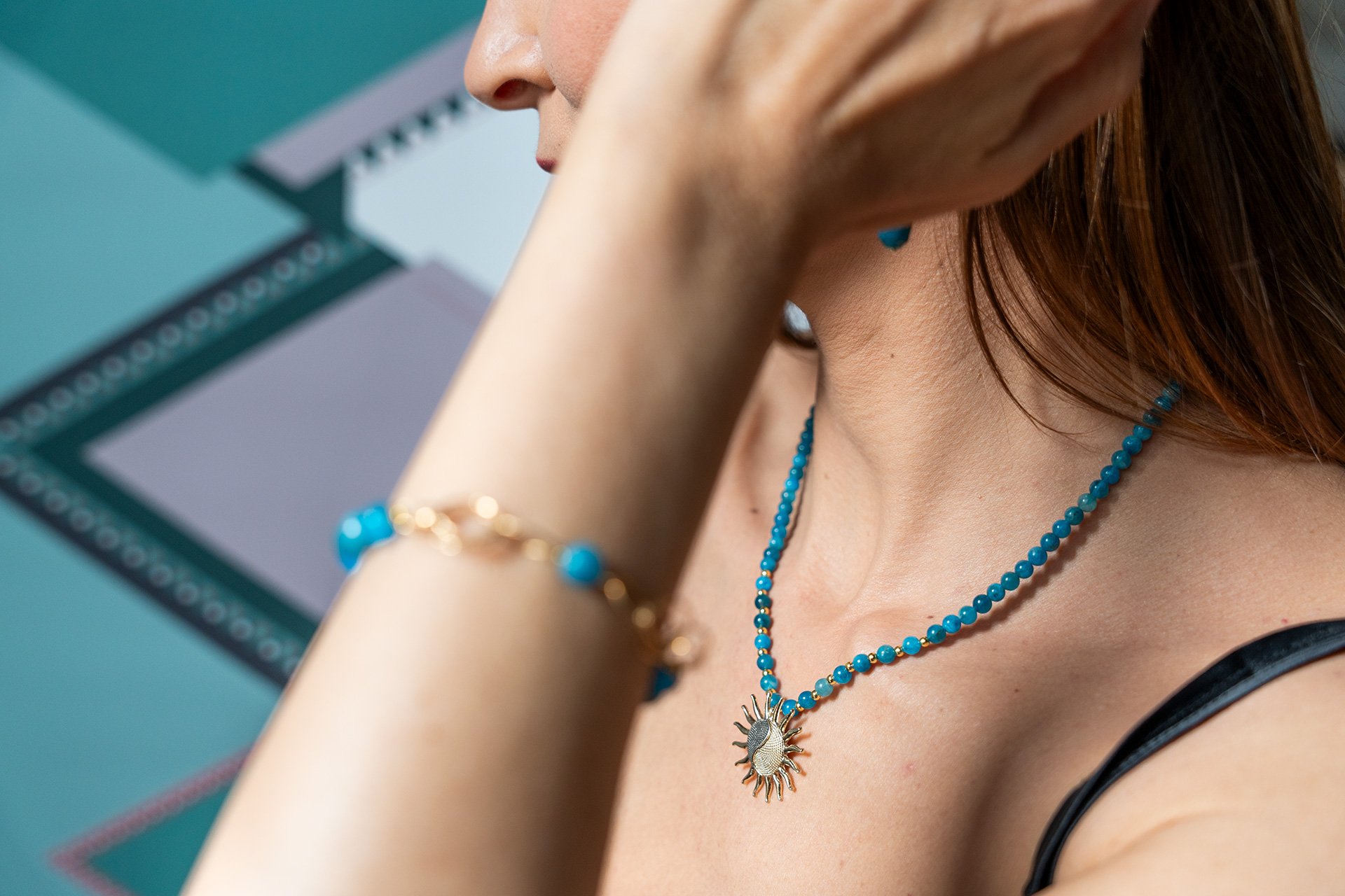 Collana in Apatite - Sole in filigrana: €97.00