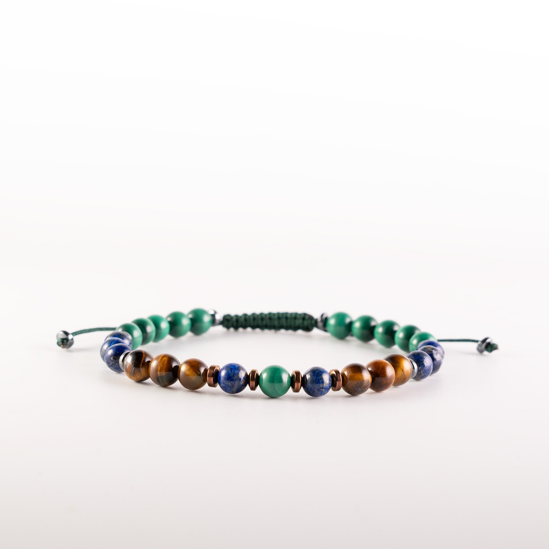 Bracciale uomo in Malachite, Lapislazzuli e Occhio di Tigre