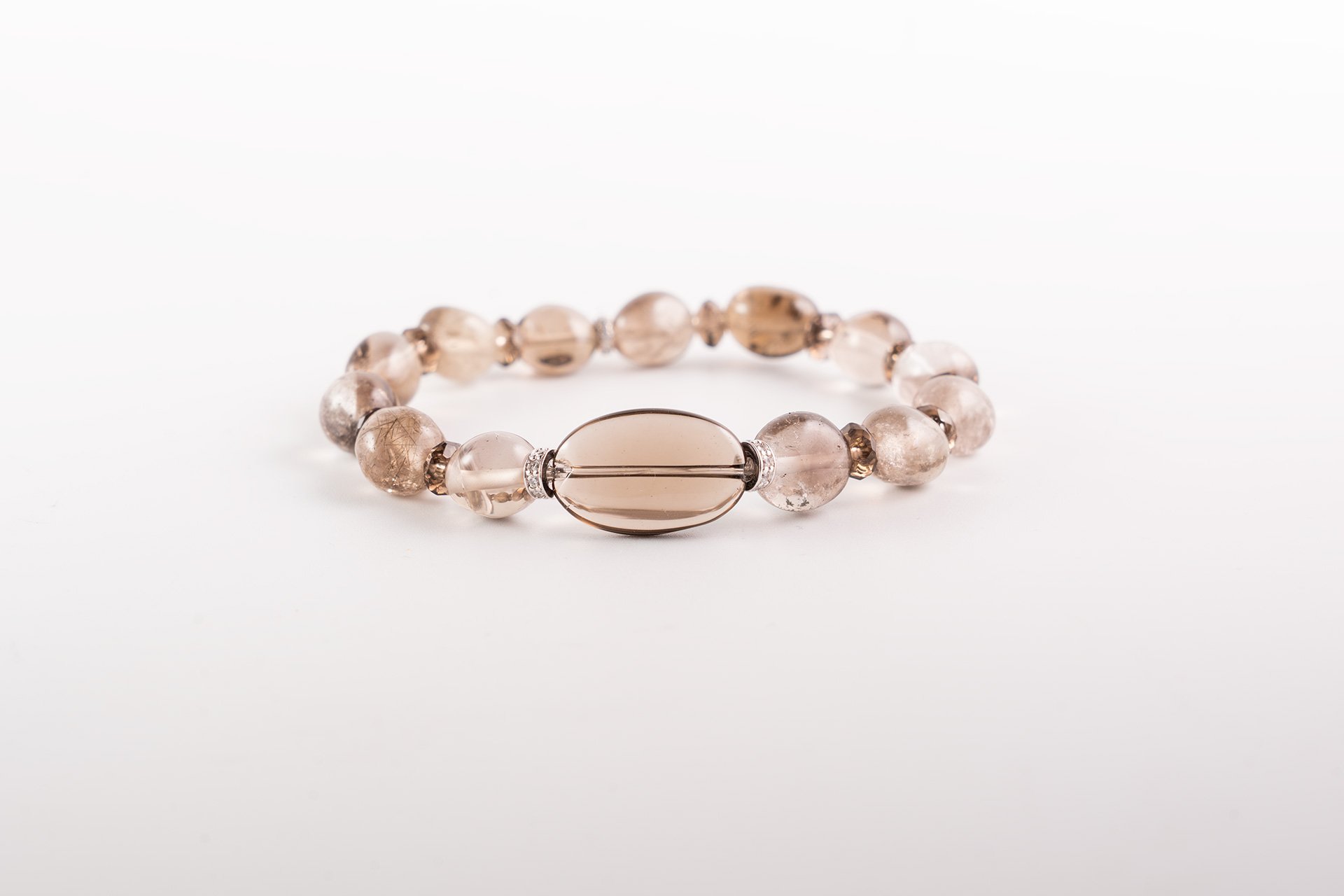 Bracciale donna in Quarzo fumé. Elementi in argento