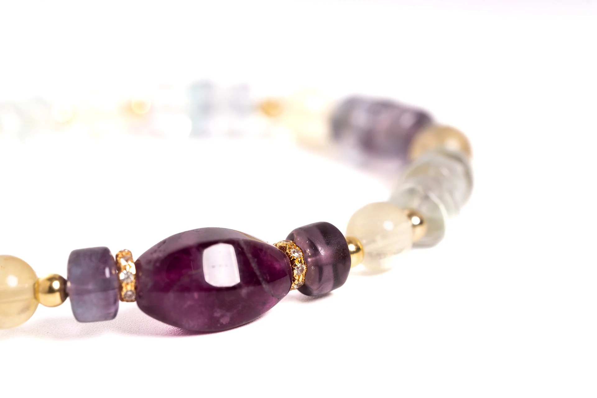 Bracciale in fluorite. Elementi in argento