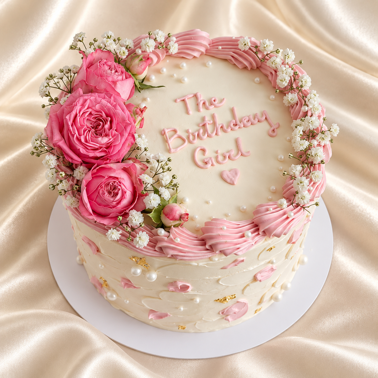 Rose Boudoir Pink Floral Cake
