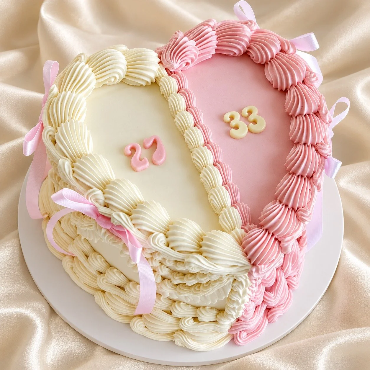The Duet Two-Tone Heart Cake