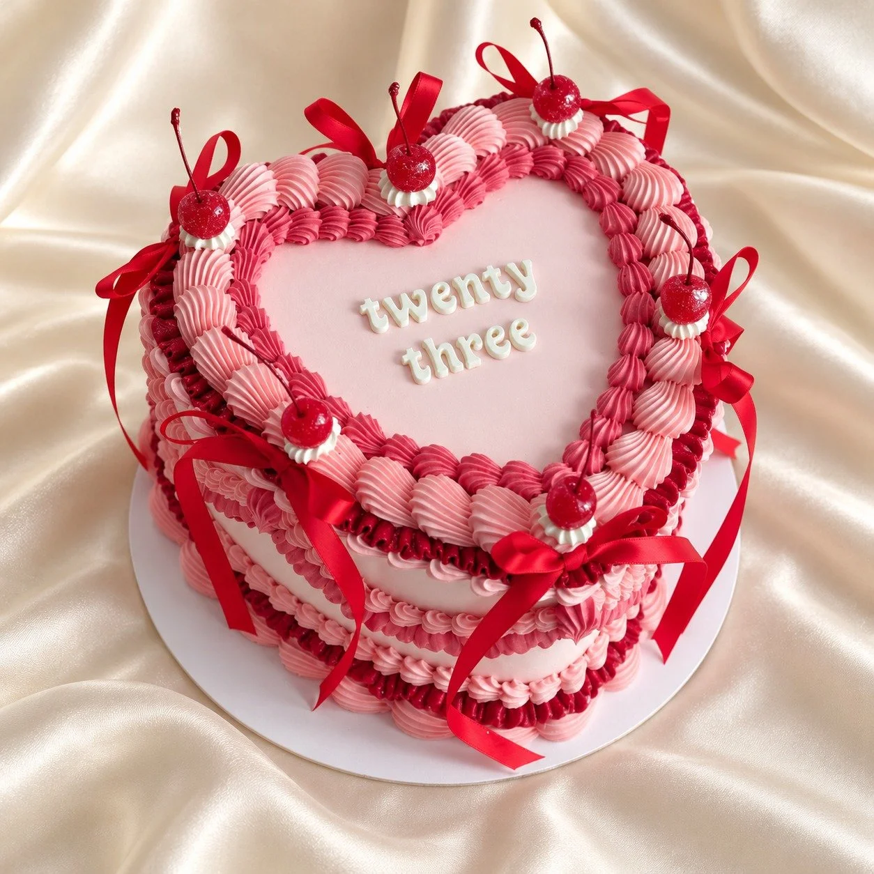 Cerise Cherry Heart Cake