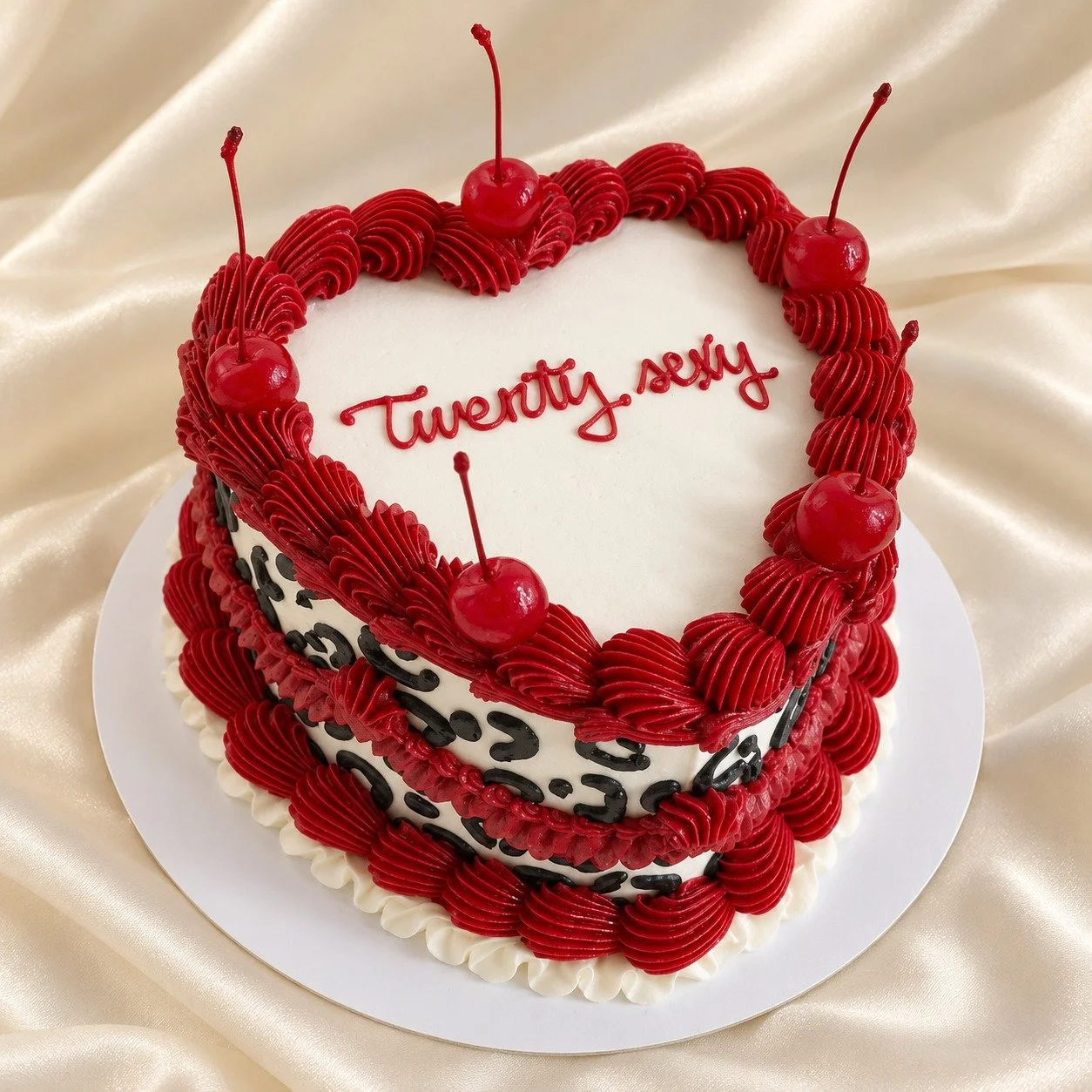 Rouge Leopard Print Heart Cake