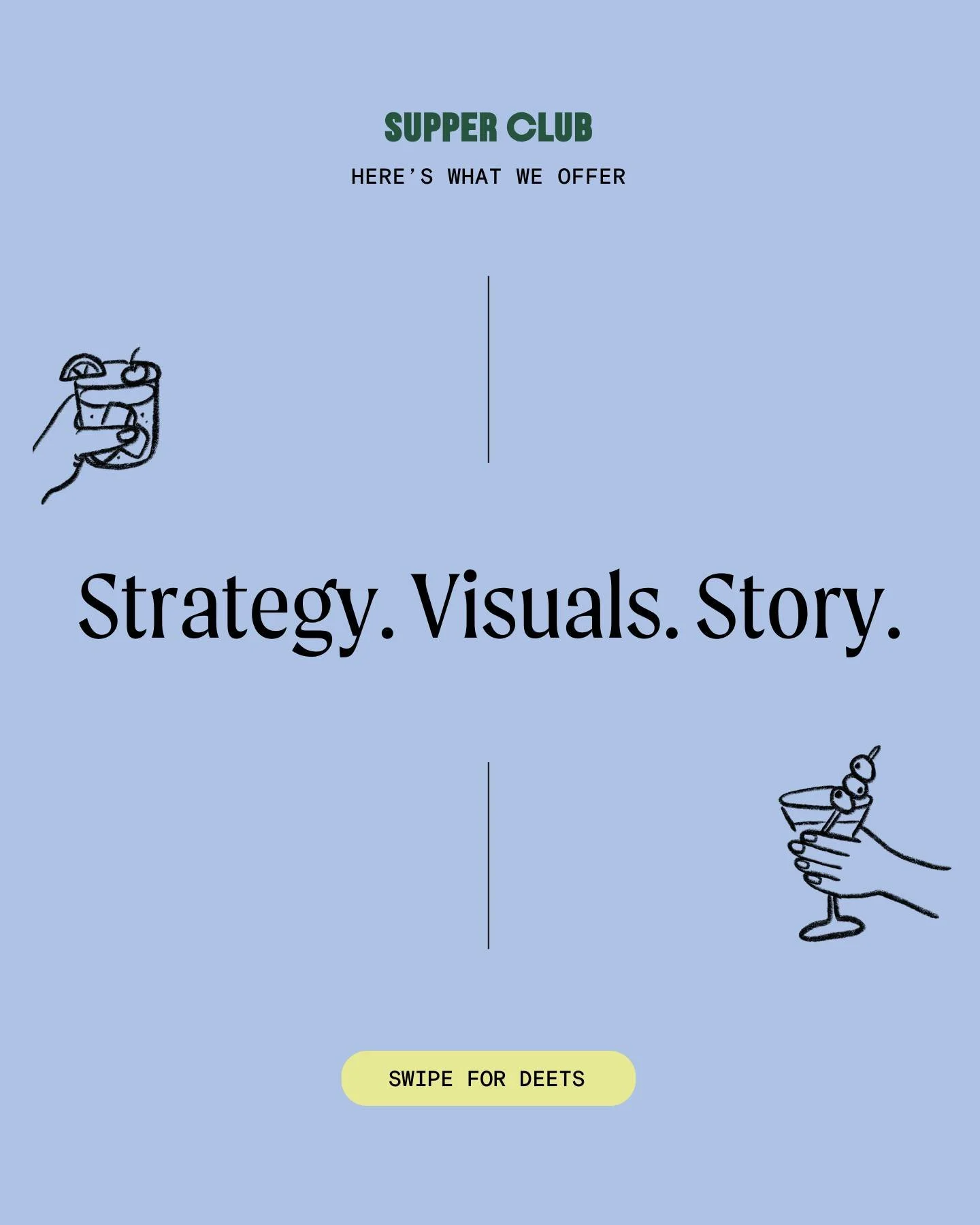 Pretty content is easy.

Strategic content that builds momentum?
That&rsquo;s intentional.

At Supper Club Creative, we blend marketing strategy, social media, email marketing, and content creation into one cohesive ecosystem &mdash; so your brand do