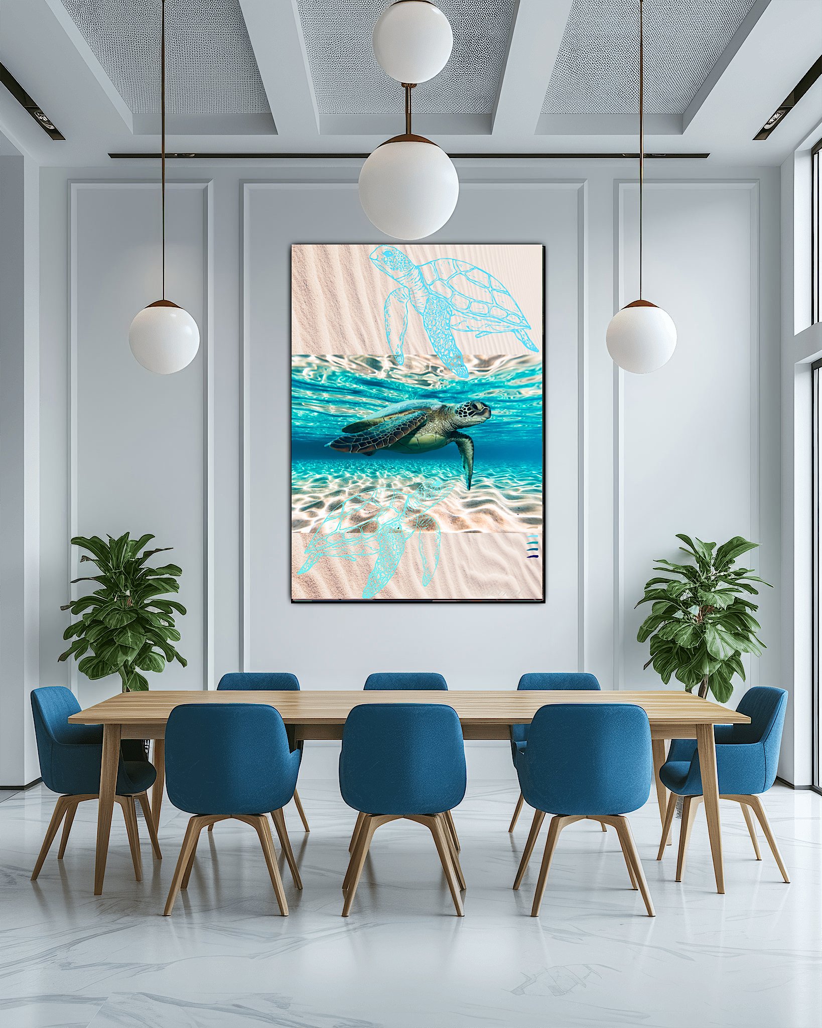 Turtles Ocean & Sand Wall Art Print - Sydney Artist, Eternal Art & Design - Eternal Art & Design
