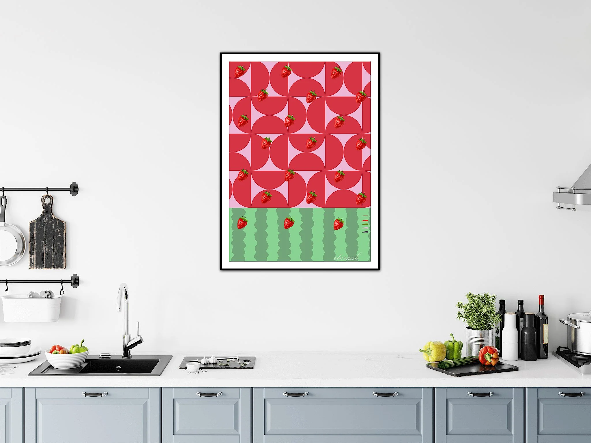 Strawberry Fizz Retro Wall Art Print, Eternal Art & Design - Eternal Art & Design