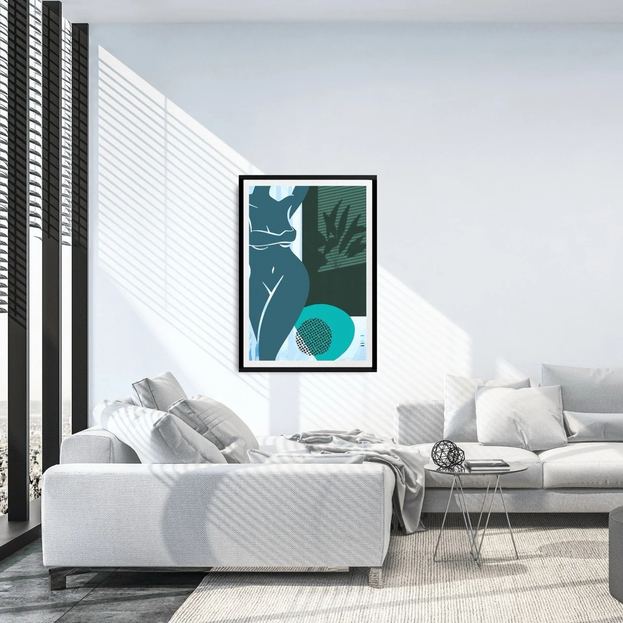 Female Figurative Line Drawing in Aqua Wall Art Print, Sydney Artist - Eternal Art Prints - Eternal Art & Design